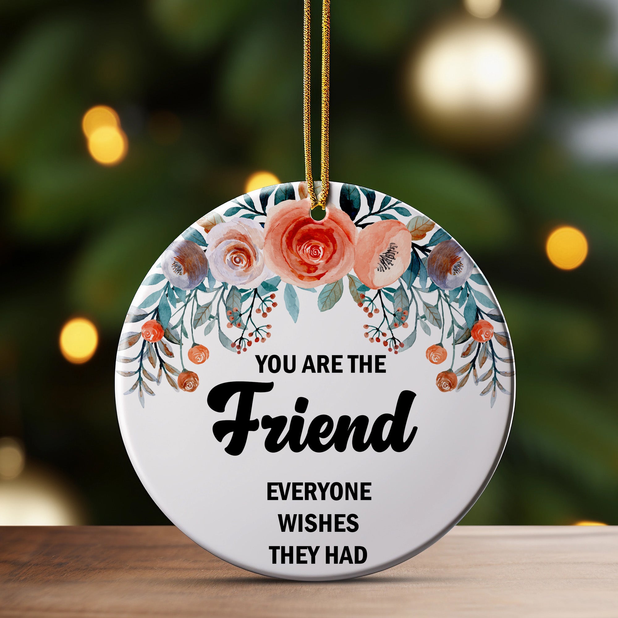 Personalized Floral Friendship Ceramic Ornament - Perfect Handmade Gift with Heartfelt Message - Image 3