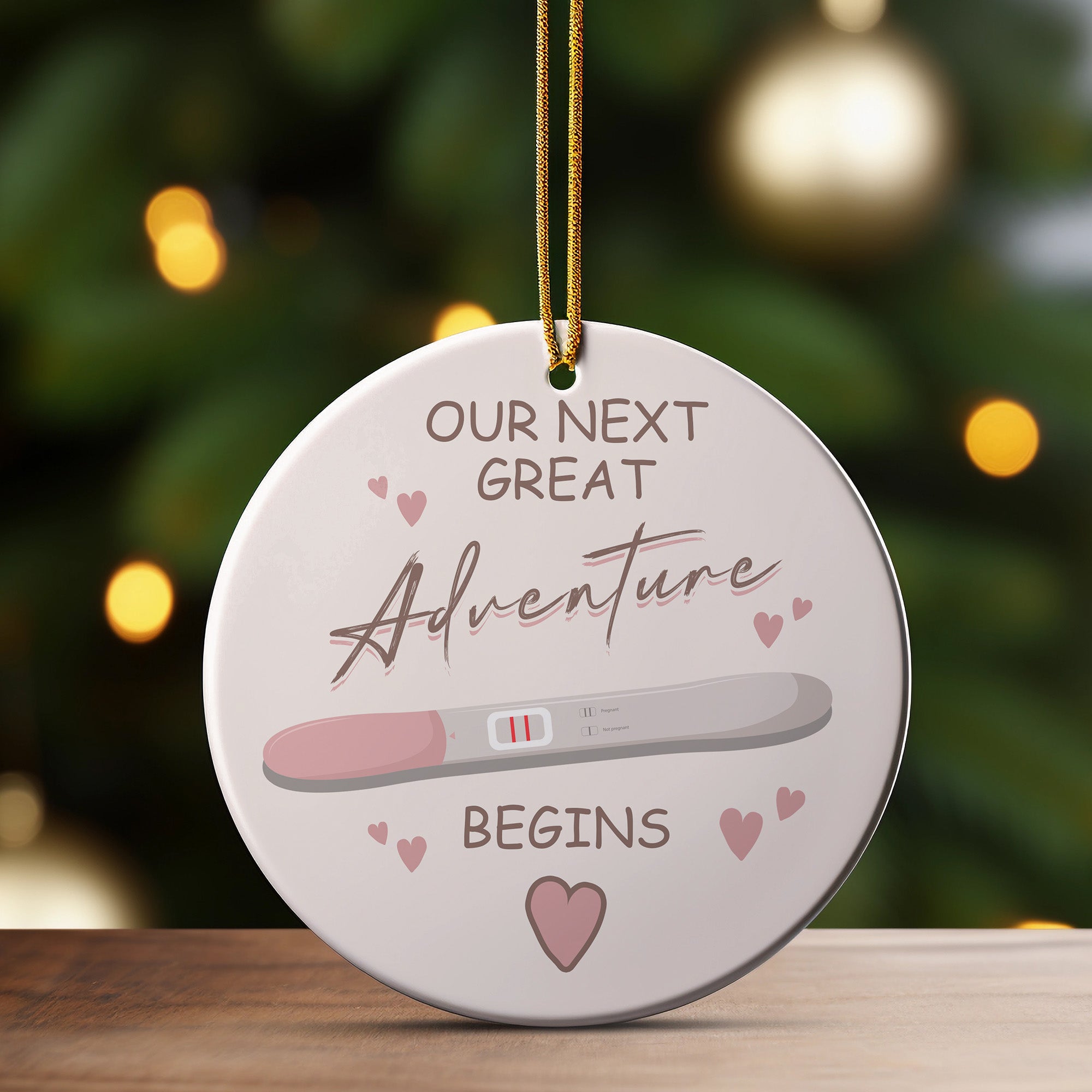 Personalized Pregnancy Announcement Ceramic Ornament - Handmade Keepsake with Heartfelt Design - Image 3