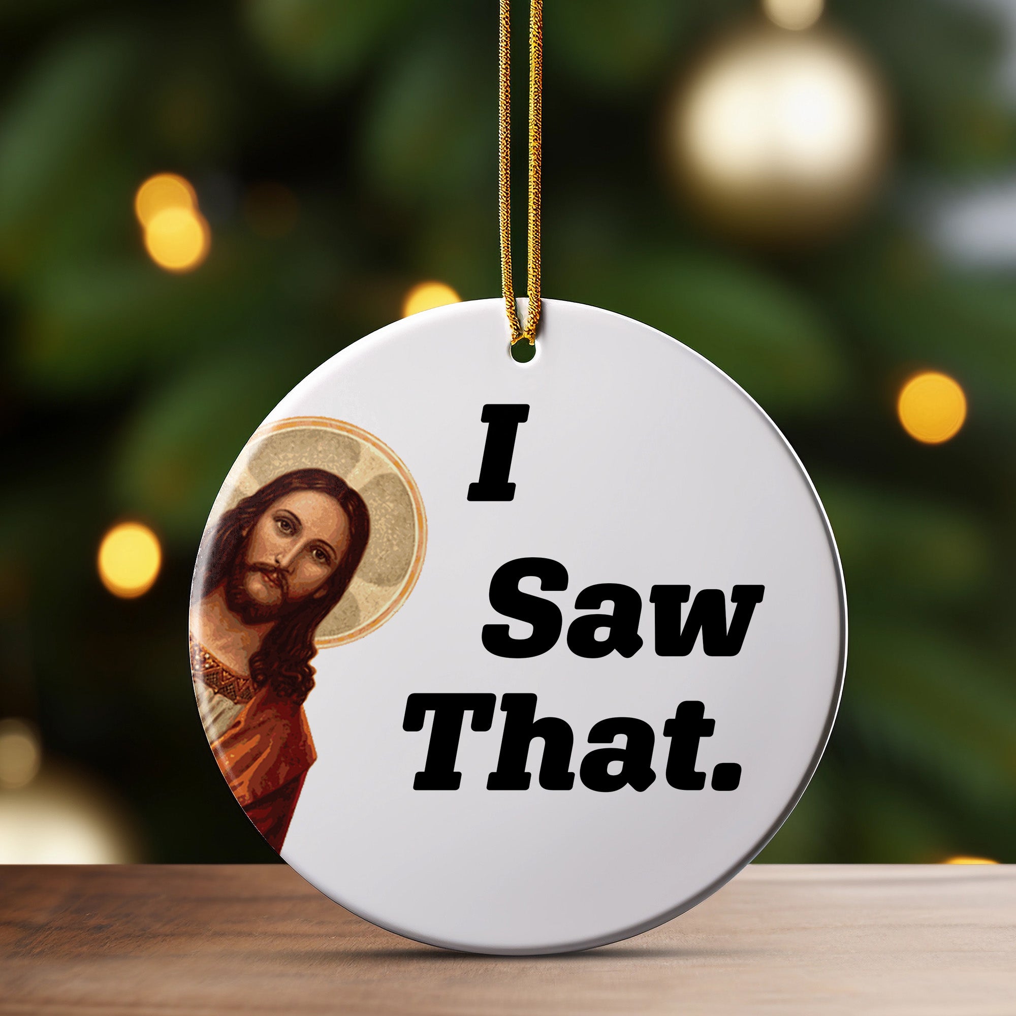 Personalized "I Saw That" Ceramic Ornament – Handcrafted Holiday Decor with Custom Engraving - Image 3