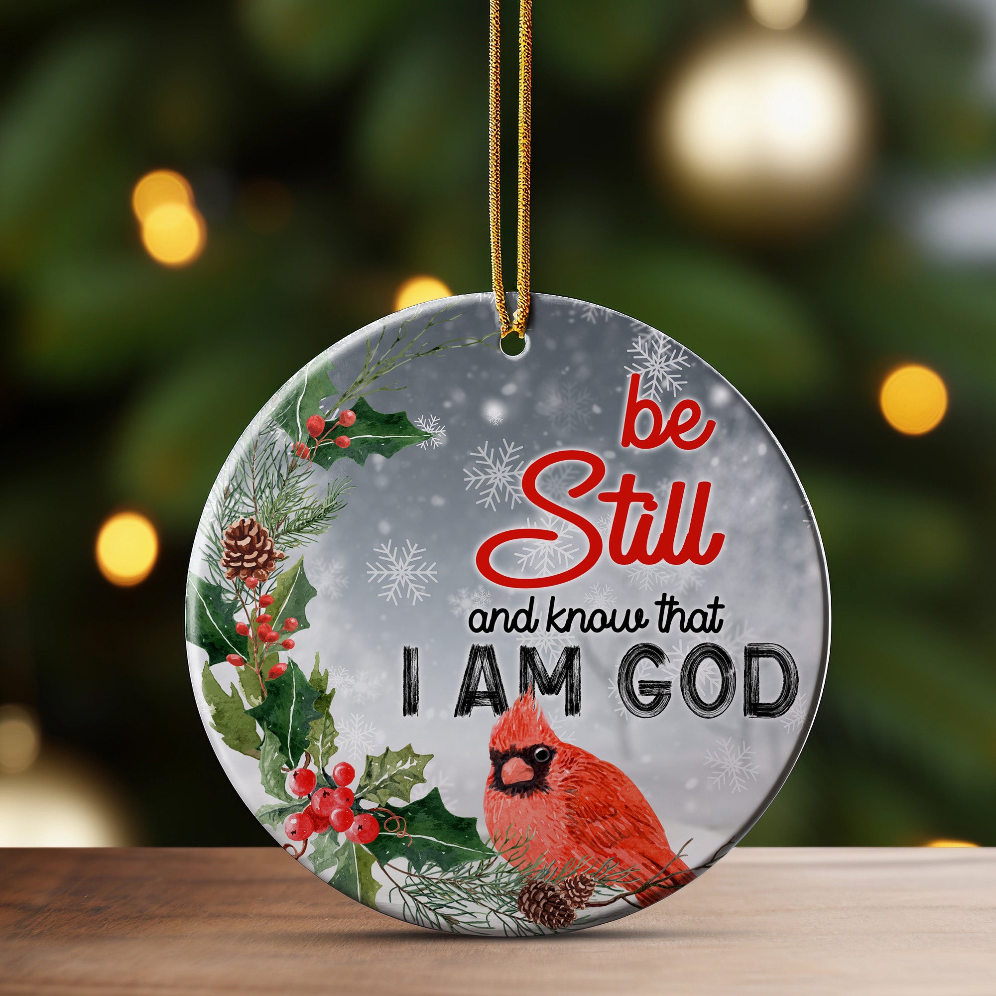 Personalized Ceramic Ornament with Holiday Cardinal - "Be Still and Know" - Perfect Christmas Decoration and Gift - Image 3