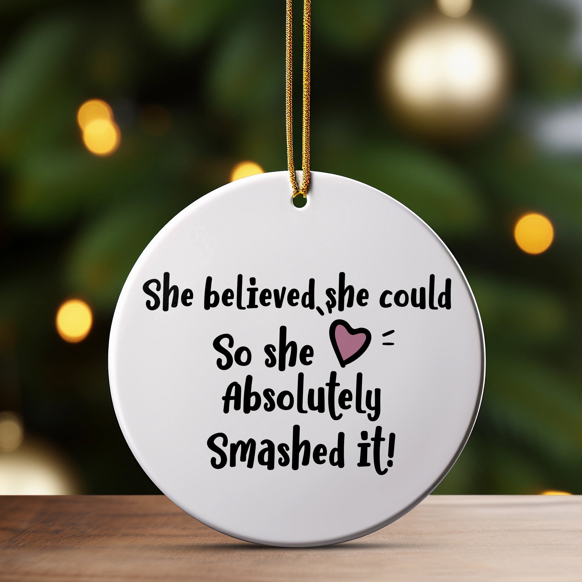 Personalized Inspirational Ceramic Ornament for Women – "She Believed, She Could" – Unique Handmade Gift for Empowerment - Image 3