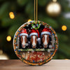 Personalized Merry Christmas Horse Ornament – Custom Handcrafted Ceramic Holiday Decoration with Santa Hats, Perfect Gift for Horse Lovers - Image 3