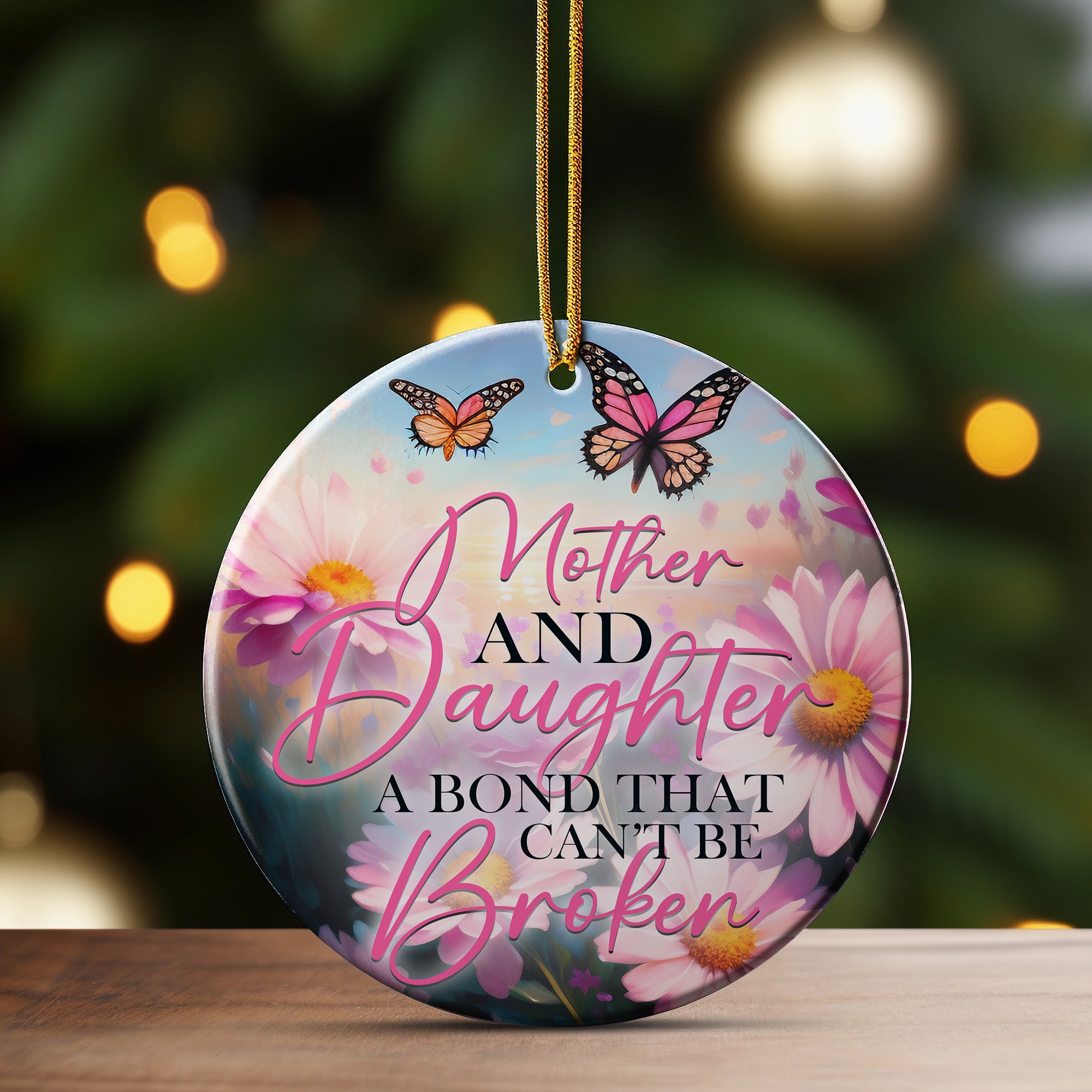 Personalized Mother and Daughter Ceramic Ornament – Handcrafted Floral Design with Heartfelt Message for Unbreakable Bonds - Image 3