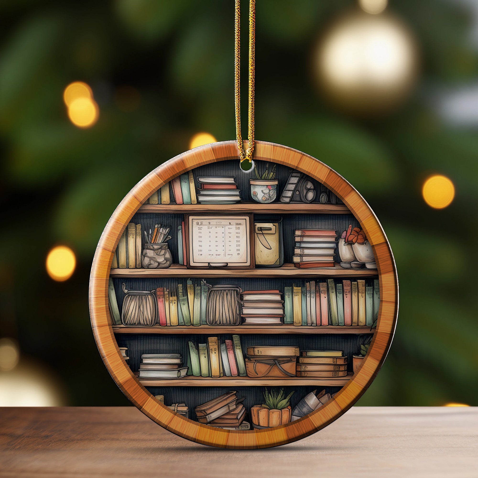 Personalized Bookshelf Ceramic Ornament - Customizable Literary Keepsake for Book Lovers and Bibliophiles - Image 3