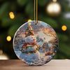 Personalized Winter Wonderland Ceramic Ornament - Handcrafted Snowman and Cozy Cabin Scene - Perfect Holiday Gift - Image 3