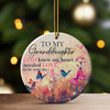 Personalized Ceramic Ornament for Granddaughters - Heartfelt Gift with Butterflies and Floral Design - Image 3