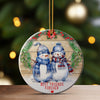 Personalizable Snowman Best Friends Forever Ceramic Ornament – Handmade Holiday Gift Keepsake - Image 3