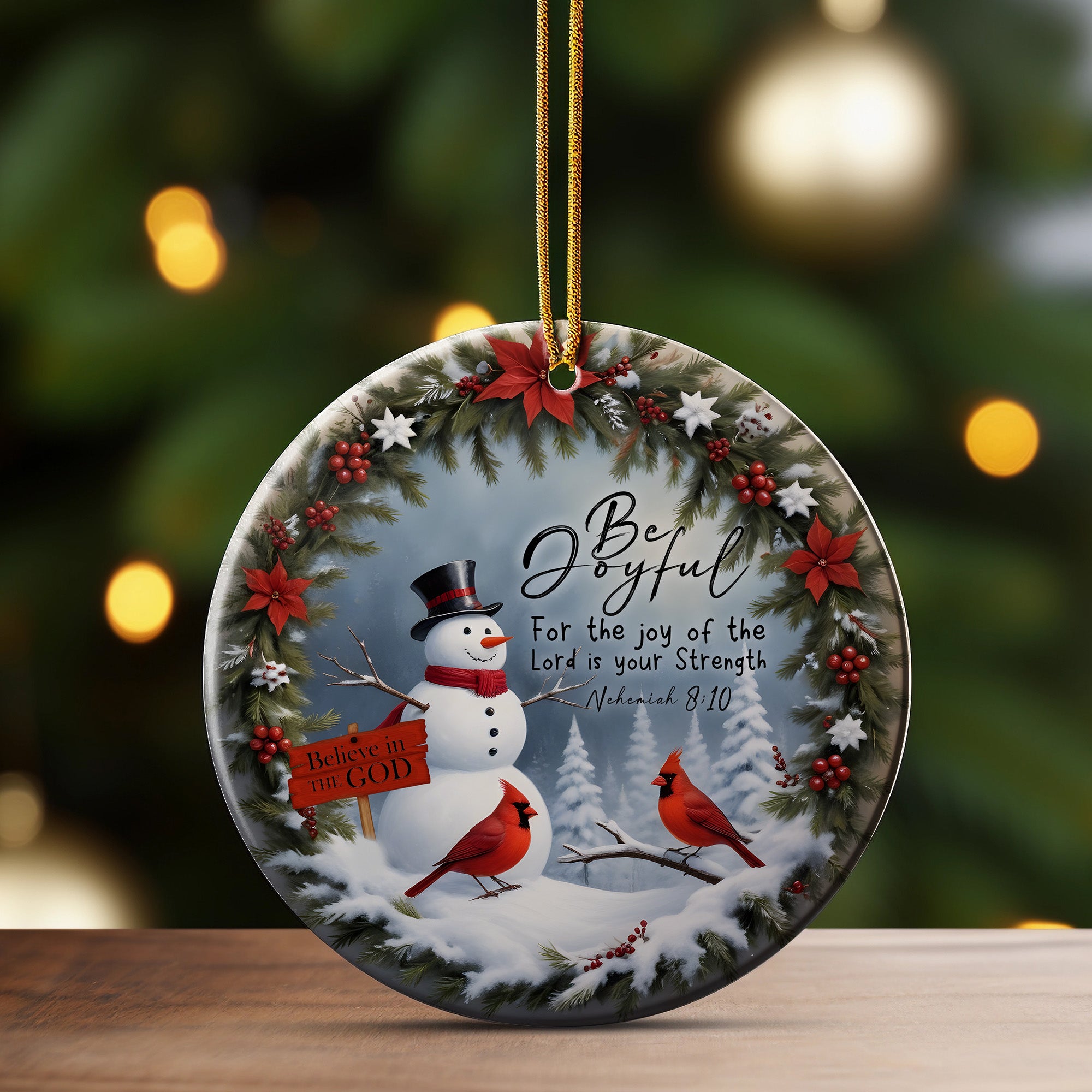 Personalized Handmade Joyful Snowman Ceramic Ornament - Perfect Holiday Gift with Biblical Inspiration - Image 3