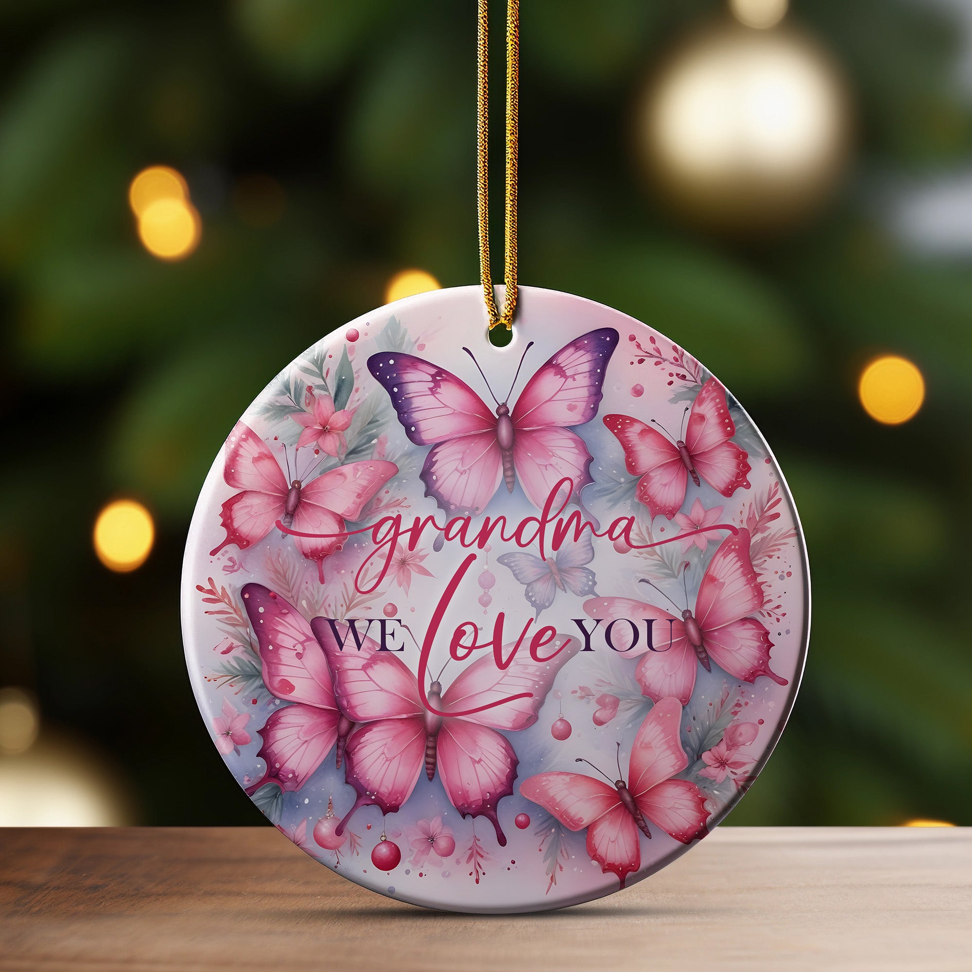 Personalized "Grandma, We Love You" Ceramic Ornament - Handcrafted Butterfly Design for Lasting Memories and Heartfelt Gift-Giving - Image 3