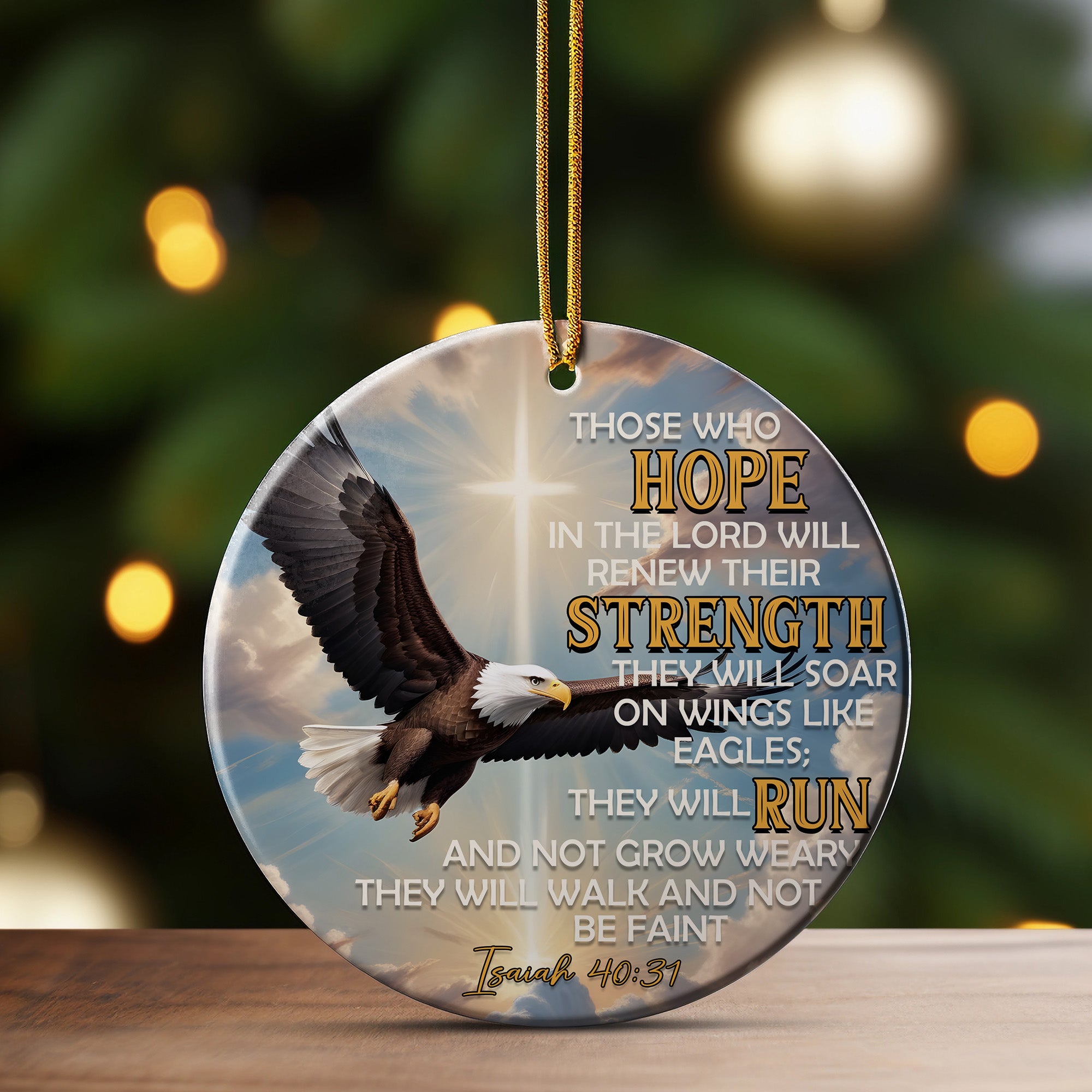 Personalized Eagle Faith Ceramic Ornament – Inspirational Isaiah 40:31 Decor, Perfect for Uplifting Gifts - Image 3