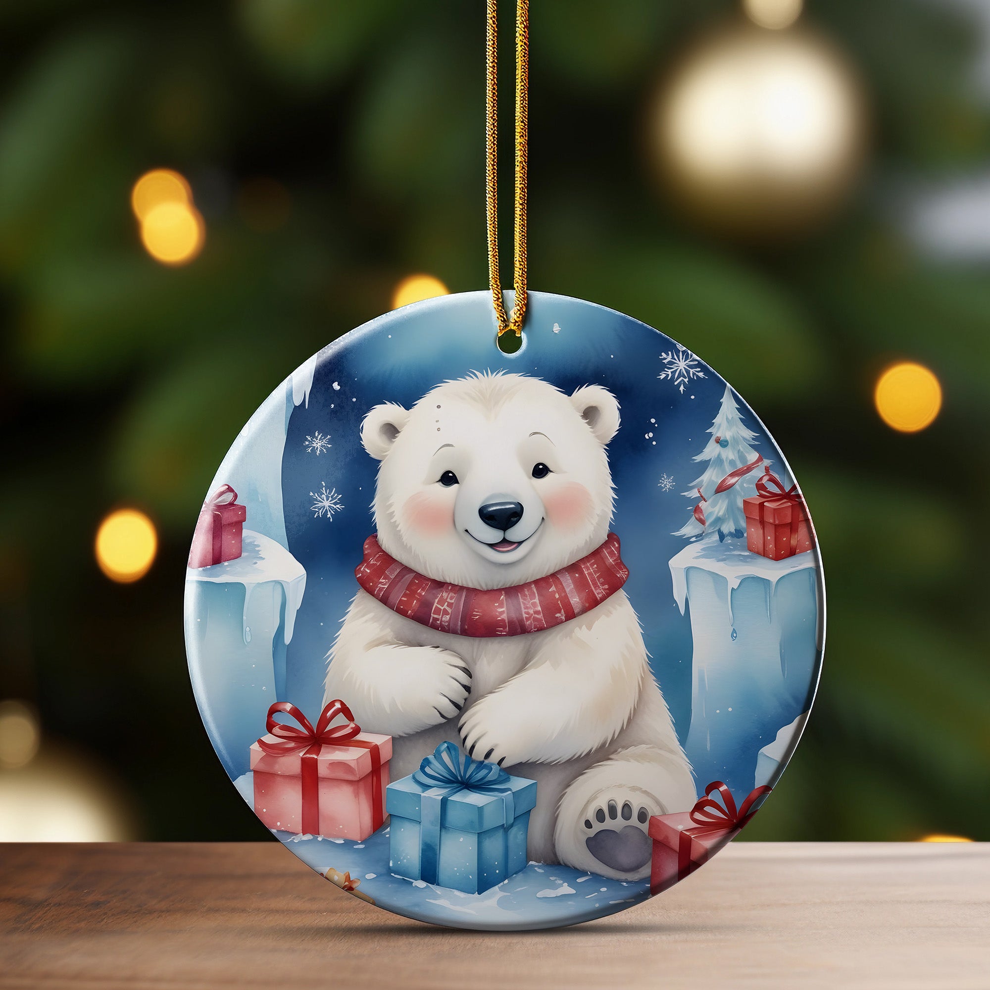 Personalized Polar Bear Christmas Ornament – Handmade Ceramic Gift with Cute Winter Design for Holiday Magic - Image 3