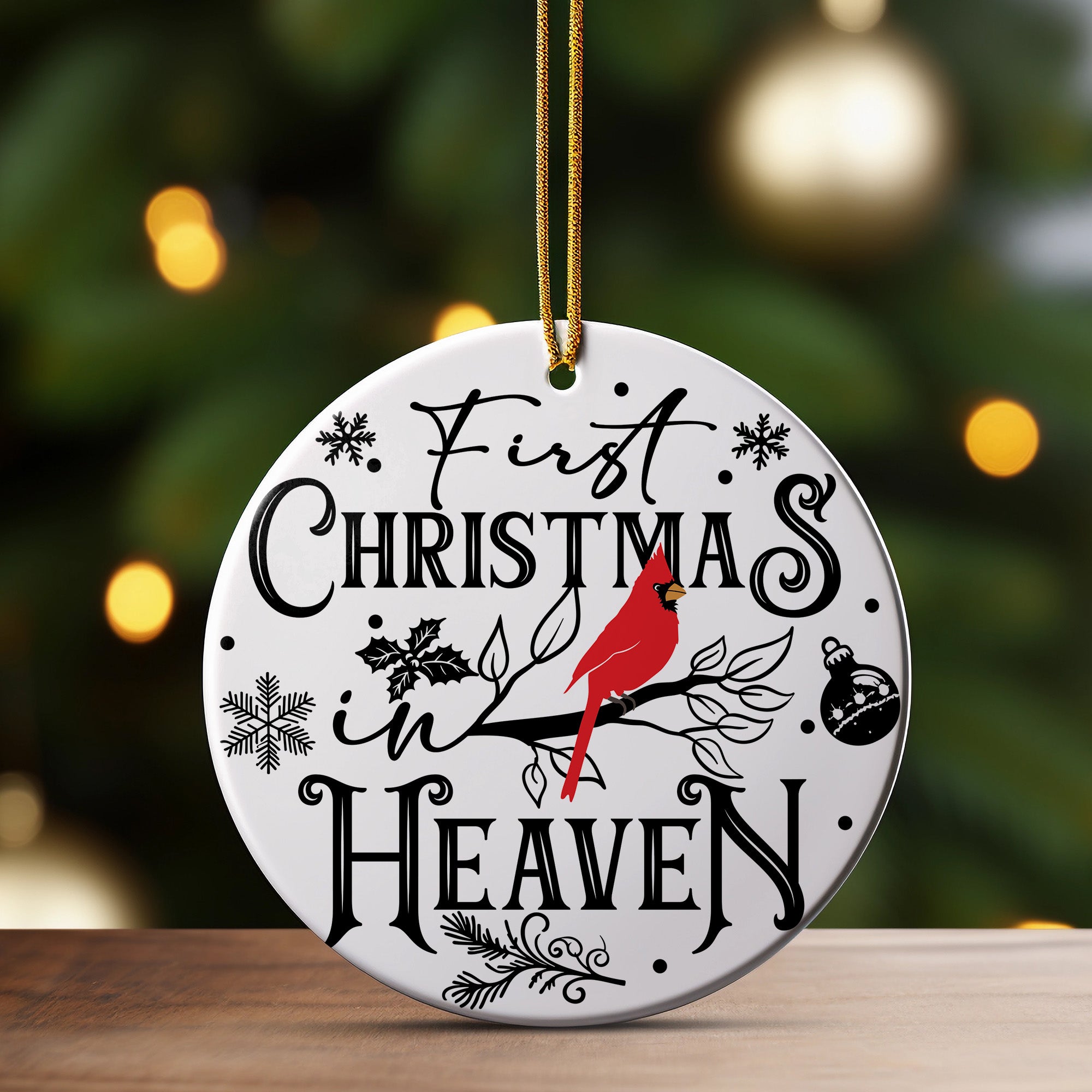 Personalized "First Christmas in Heaven" Ceramic Ornament with Cardinal Design - Thoughtful Memorial Gift - Image 3