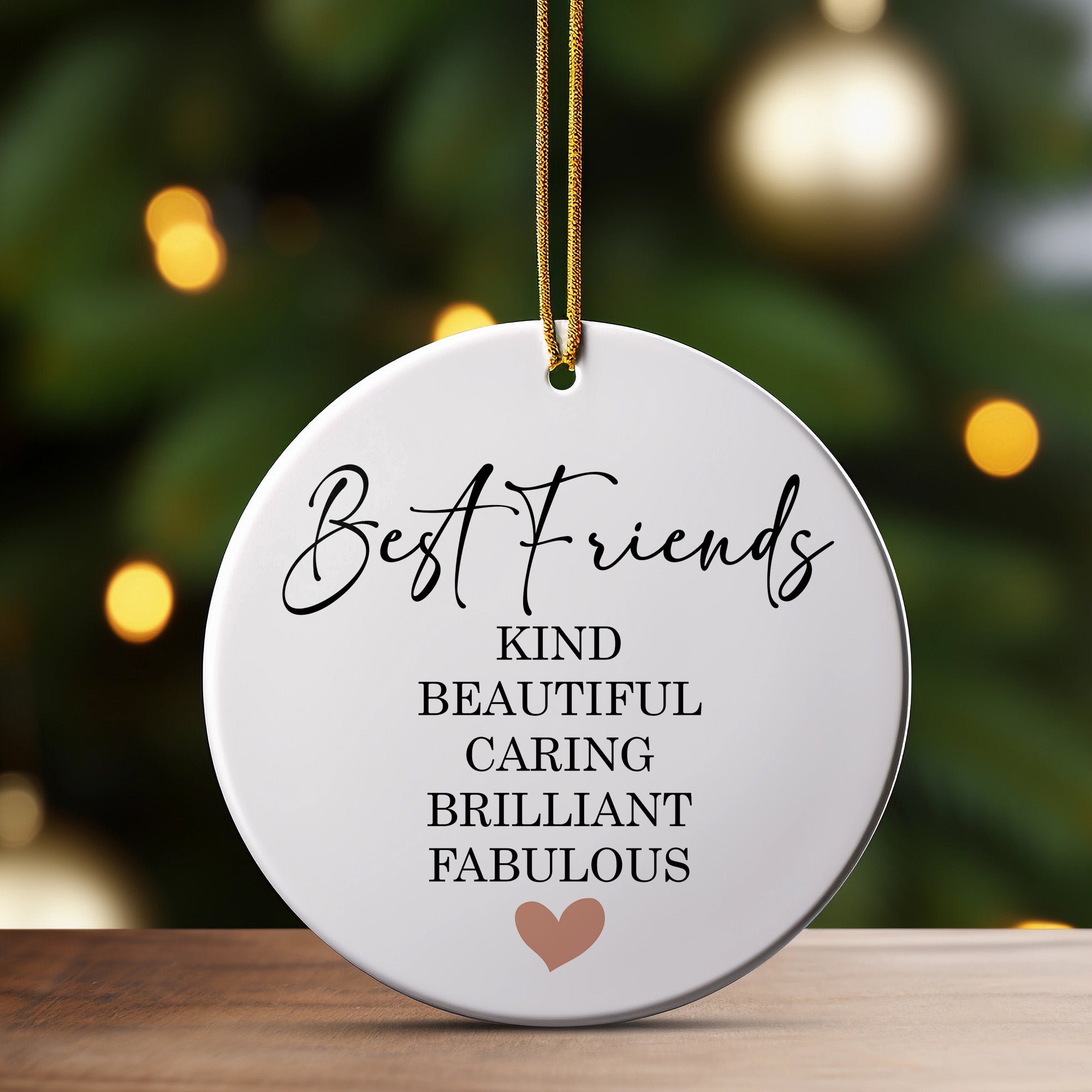 Personalized Best Friends Ceramic Ornament - Elegant Handmade Keepsake with Heartfelt Message, Gift for Friendship Celebrations - Image 3