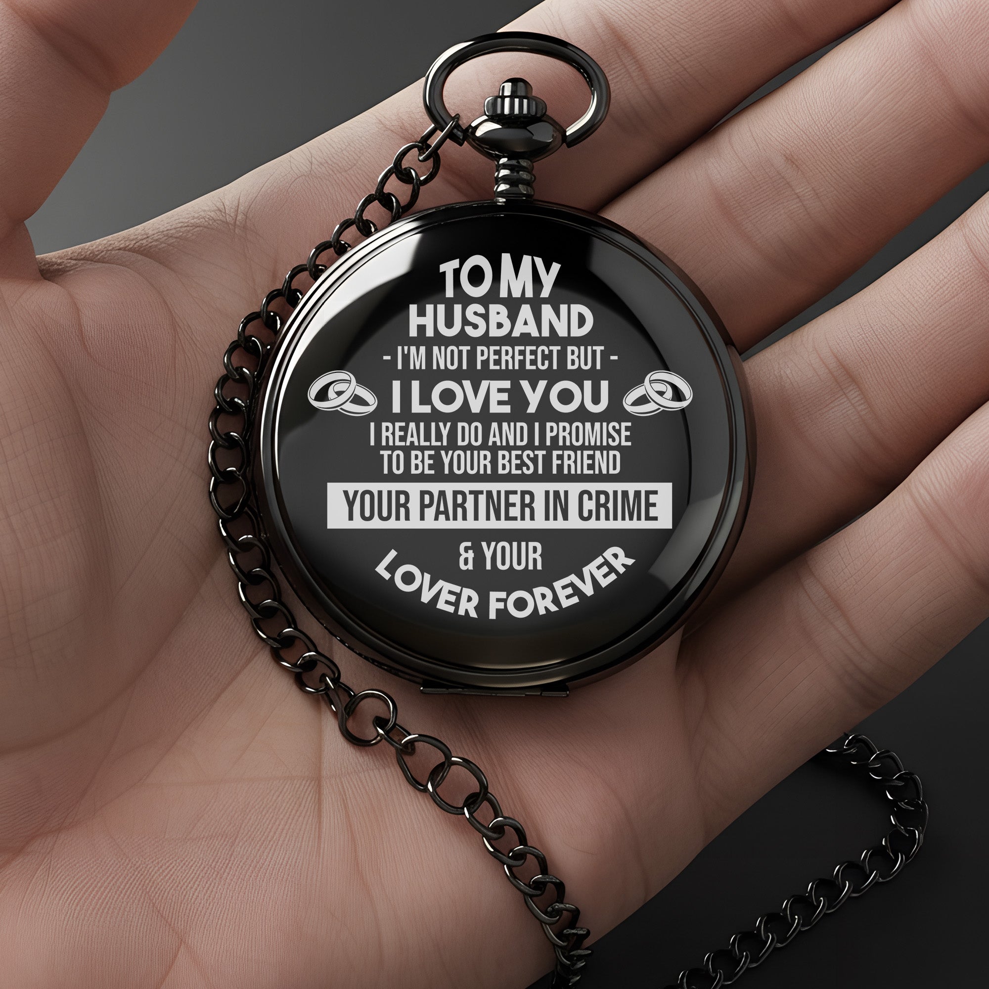 Timeless Love: Personalized Engraved Pocket Watch for Your Husband – Handmade Keepsake Gift - Image 3