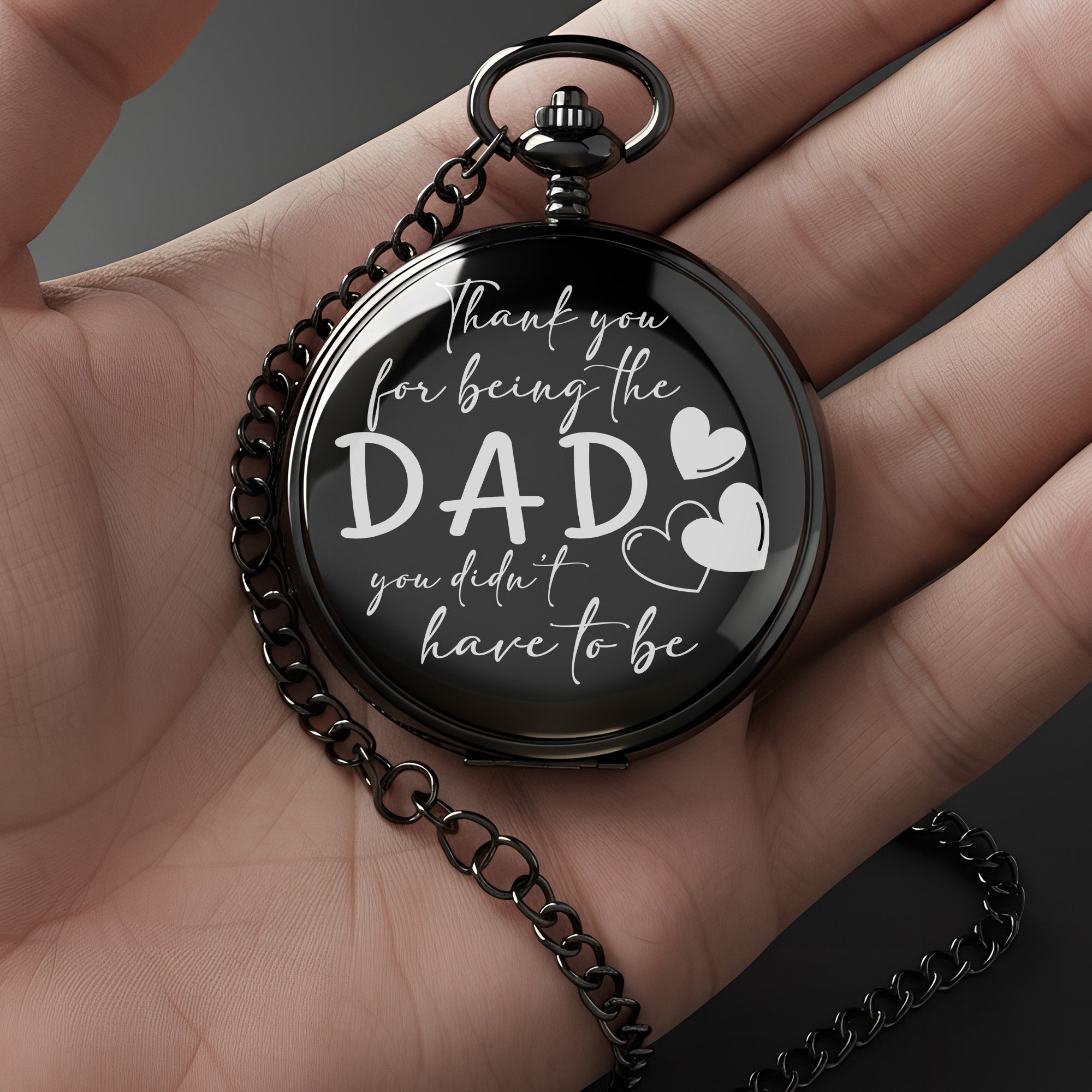 Personalized Engraved Pocket Watch for Dad - Custom Thank You Gift for Stepfathers and Mentors - Image 3
