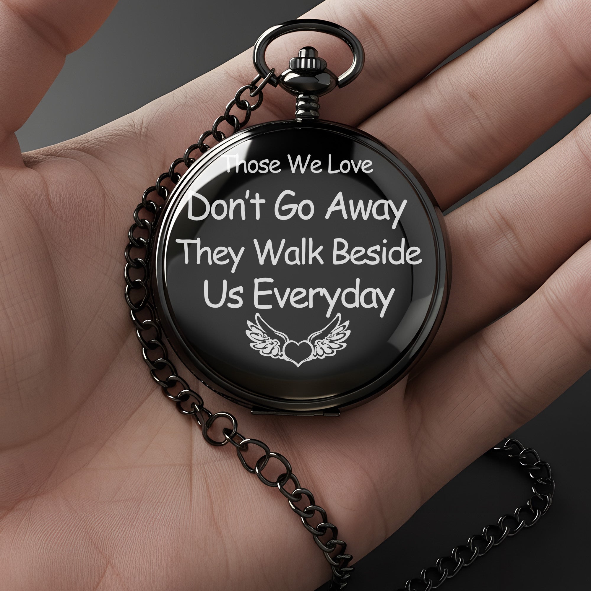 Personalized Engraved Pocket Watch - Memorial Keepsake with Heartfelt Message and Customizable Options - Image 3