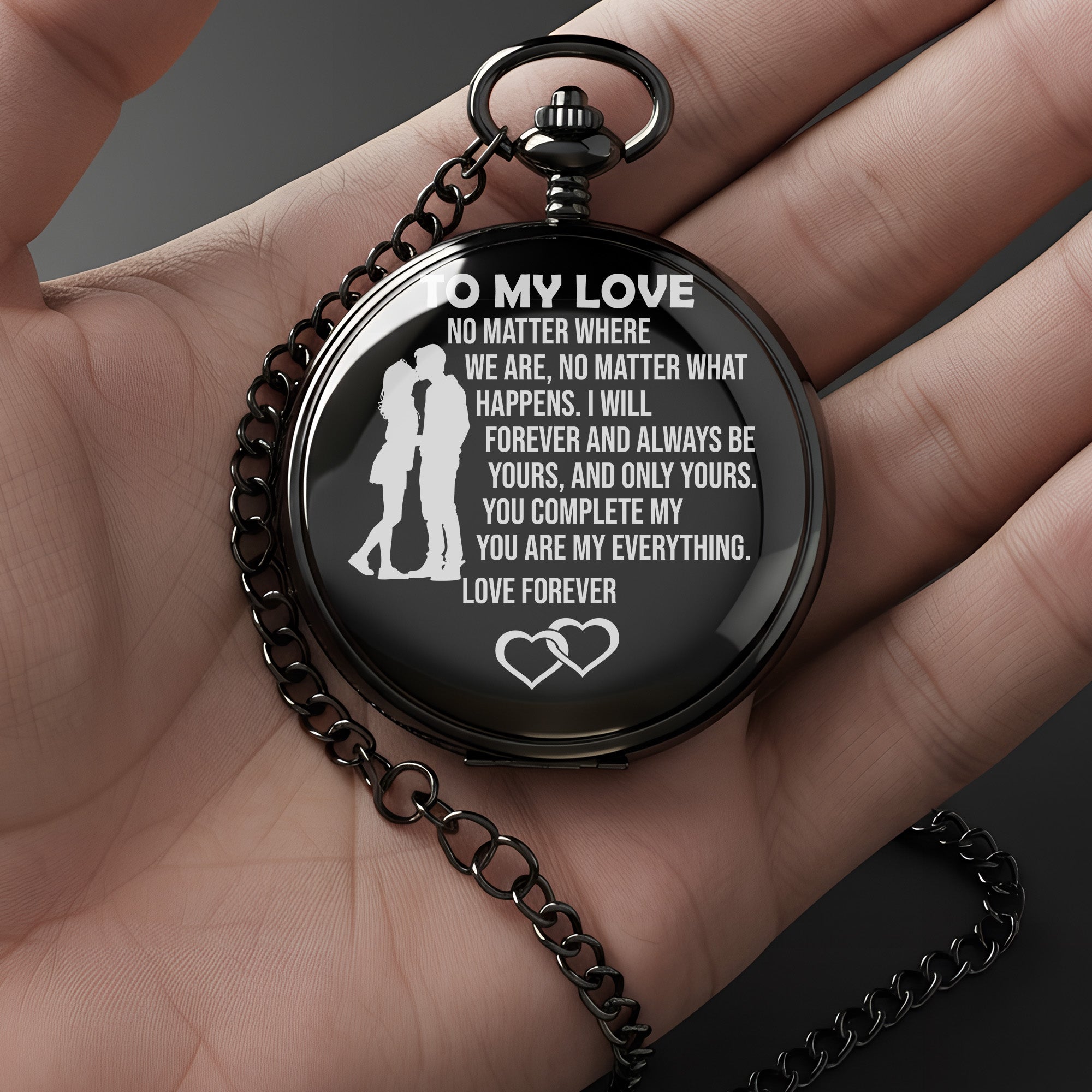 Personalized "To My Love" Engraved Pocket Watch - Timeless Gift for Him or Her - Perfect for Anniversaries, Birthdays, and Special Occasions - Image 3