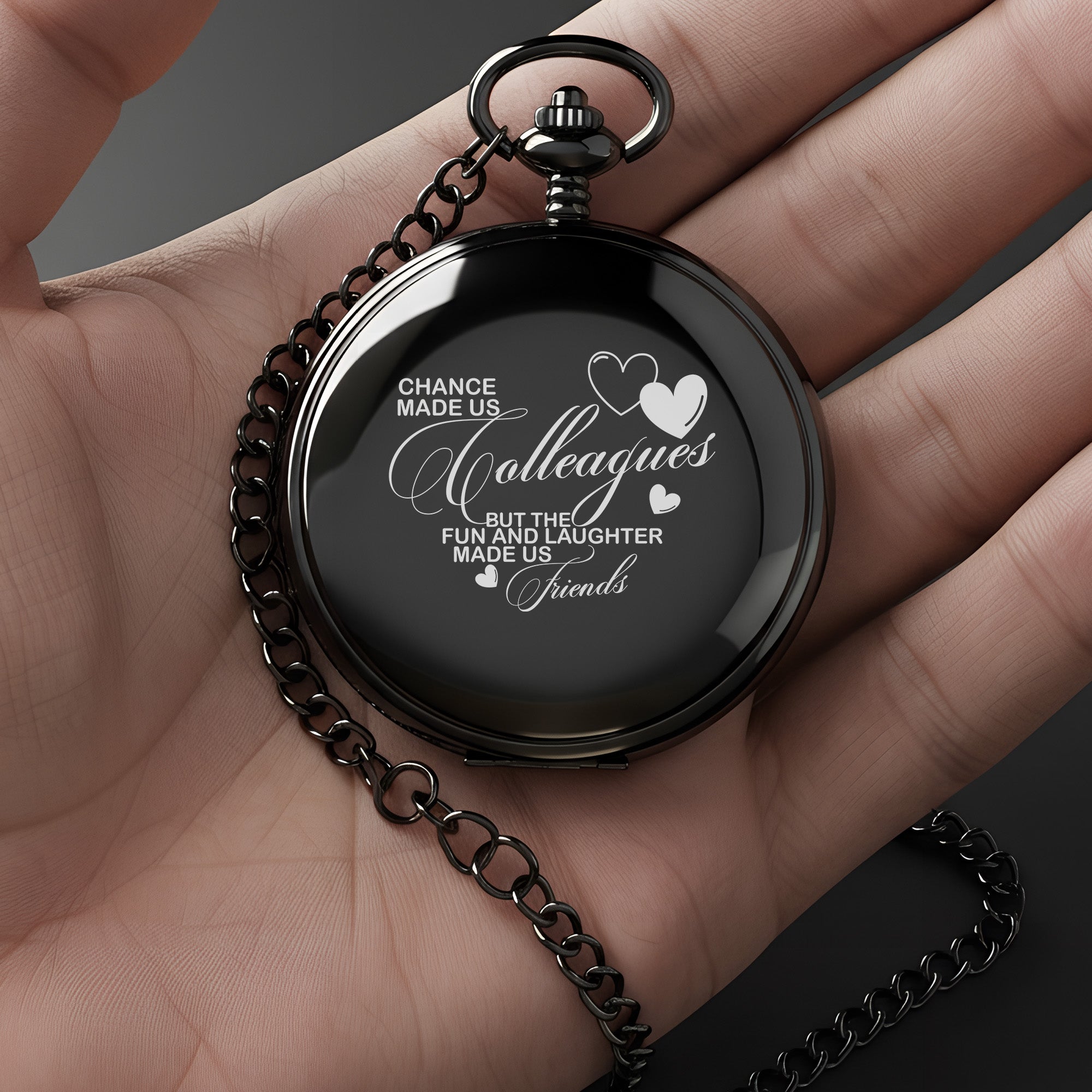 Personalized Pocket Watch with Heartfelt Inscription for Colleagues – Perfect Handmade Gift for Friends and Office Team - Image 3