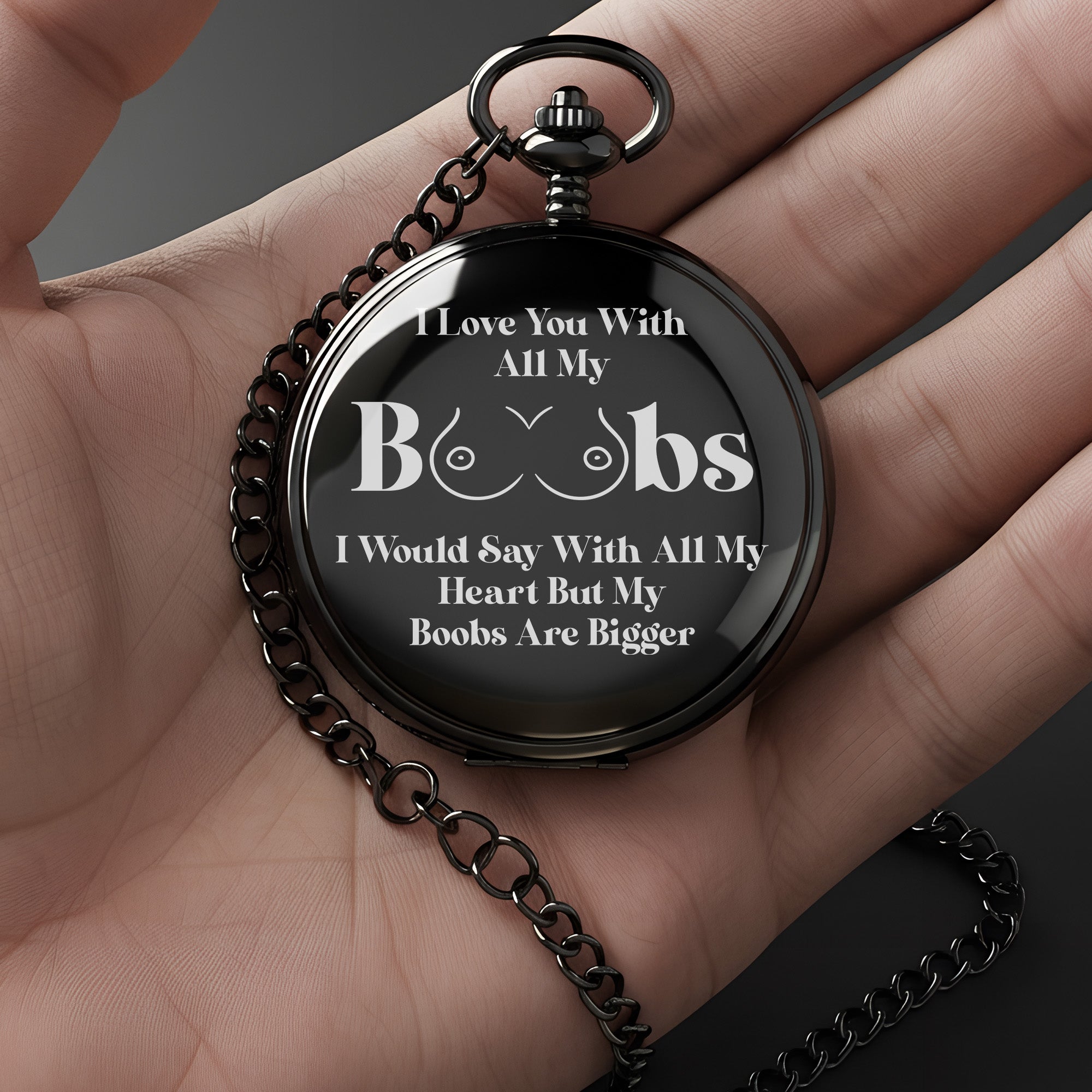 Personalized Engraved Pocket Watch with Humorous Message – Perfect Gift for Wife, Girlfriend, or Best Friend - Image 3