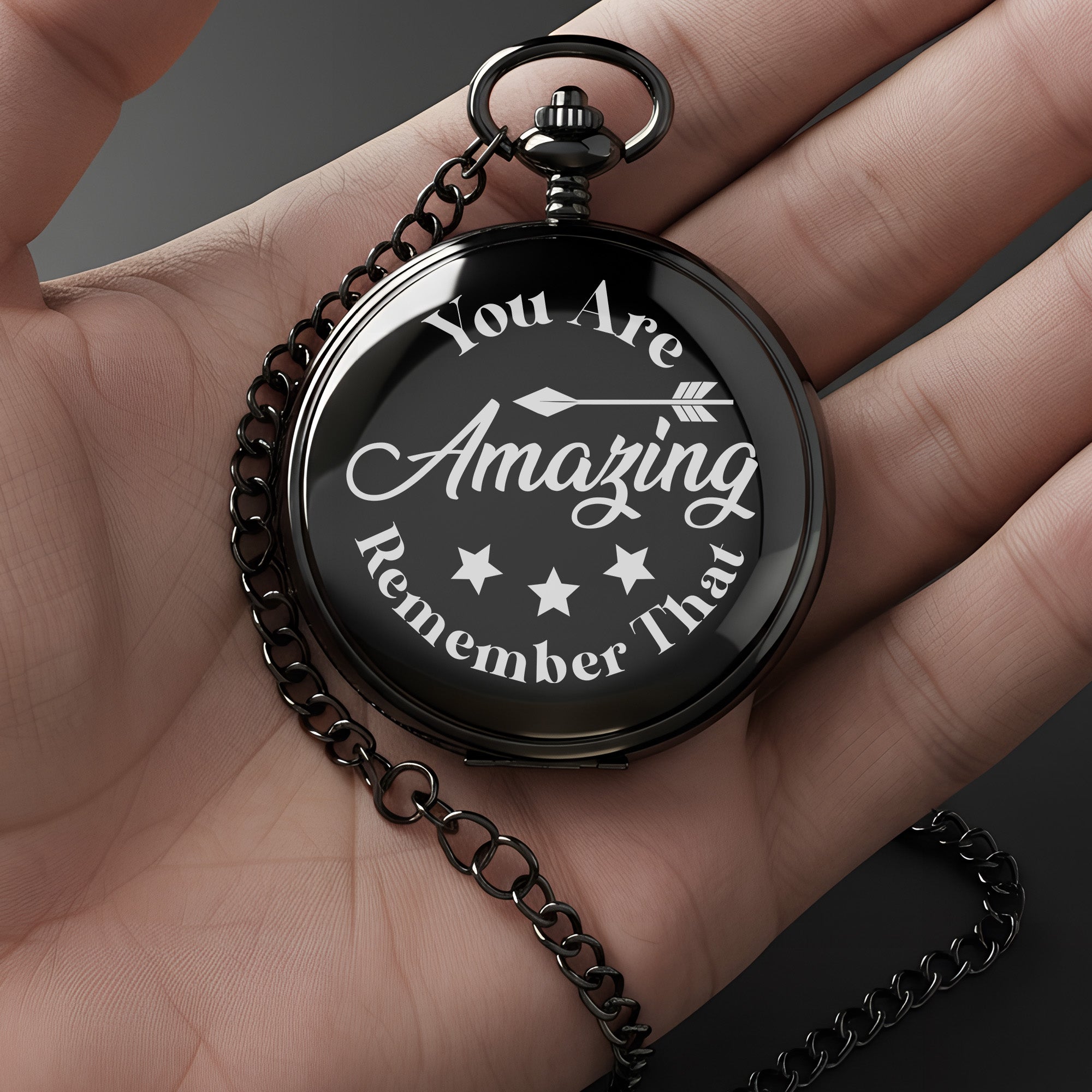 Personalized Handmade Pocket Watch - "You Are Amazing" Inspirational Gift with Custom Engraving Options for Special Occasions - Image 3