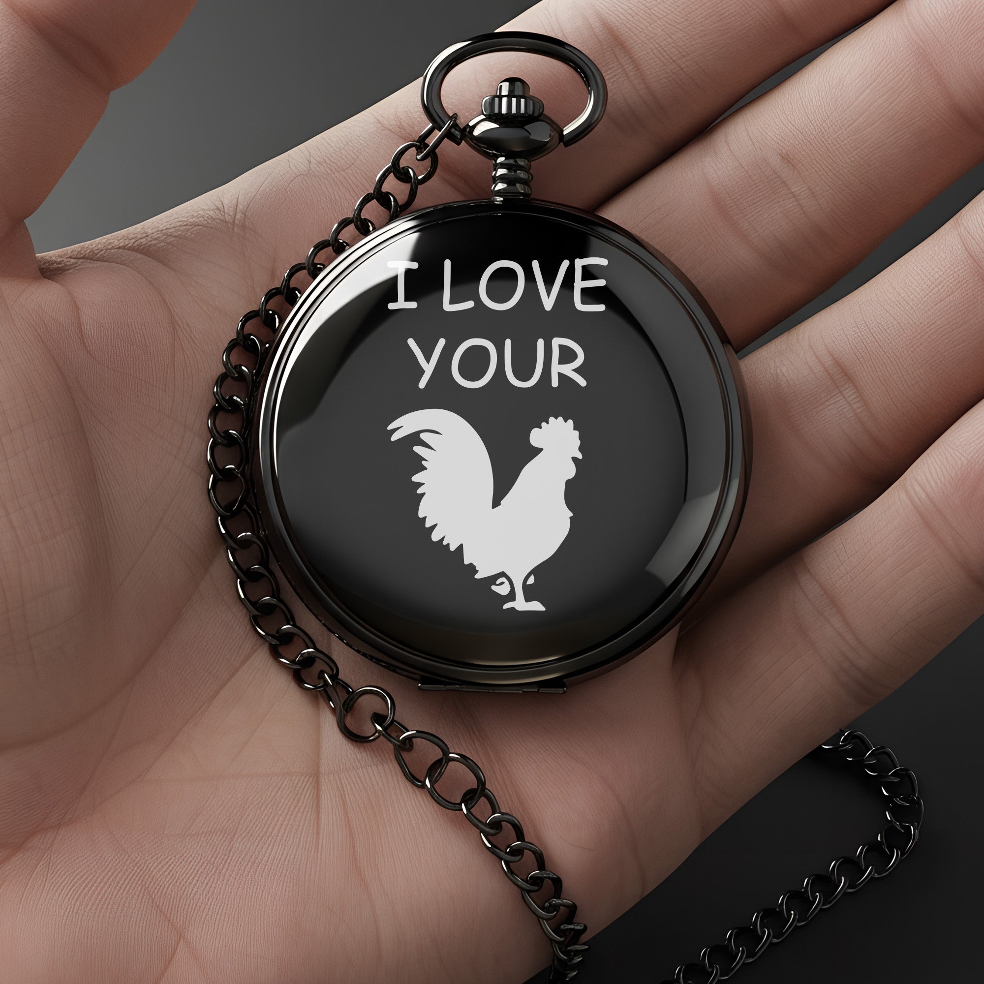 Personalized Pocket Watch - "I Love Your" Design with Silhouette Art - Perfect Custom Gift for Special Occasions - Image 3