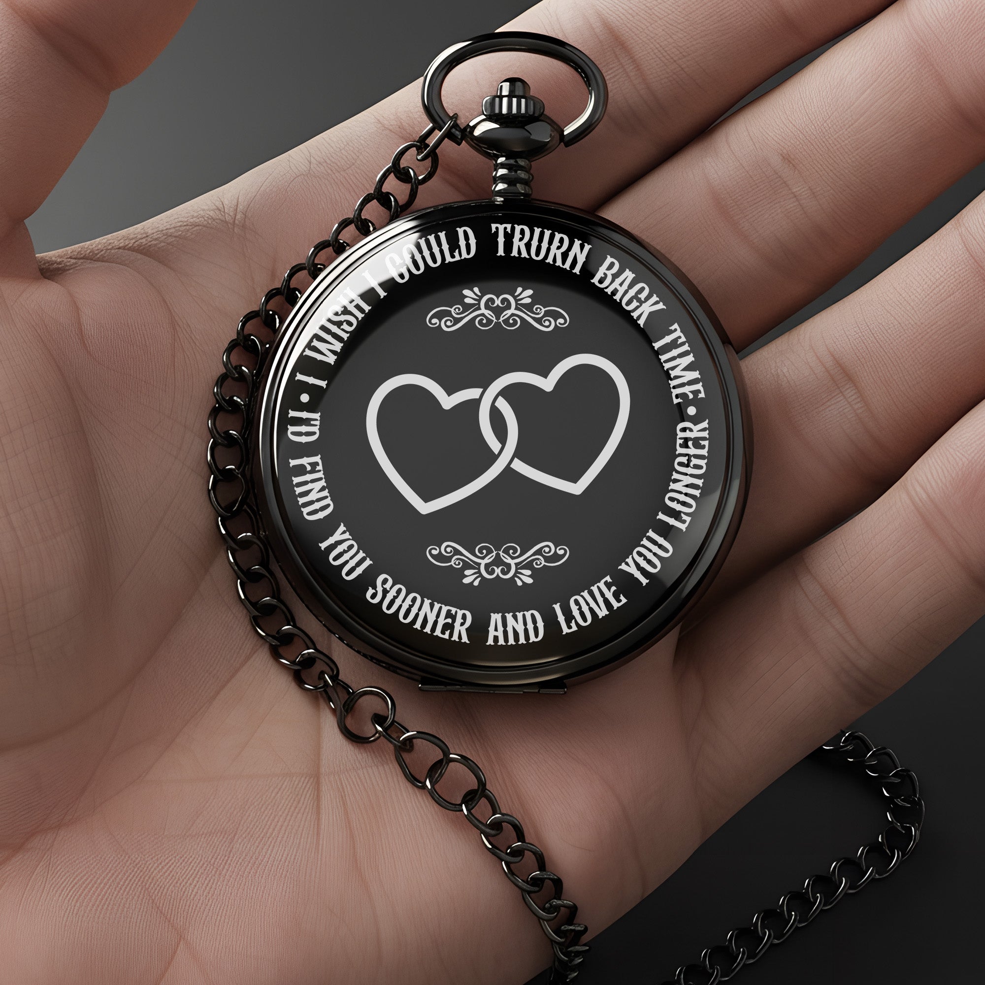 Elegant Personalized Pocket Watch - Timeless Love Story Gift with Custom Engraving for Special Occasions - Image 3