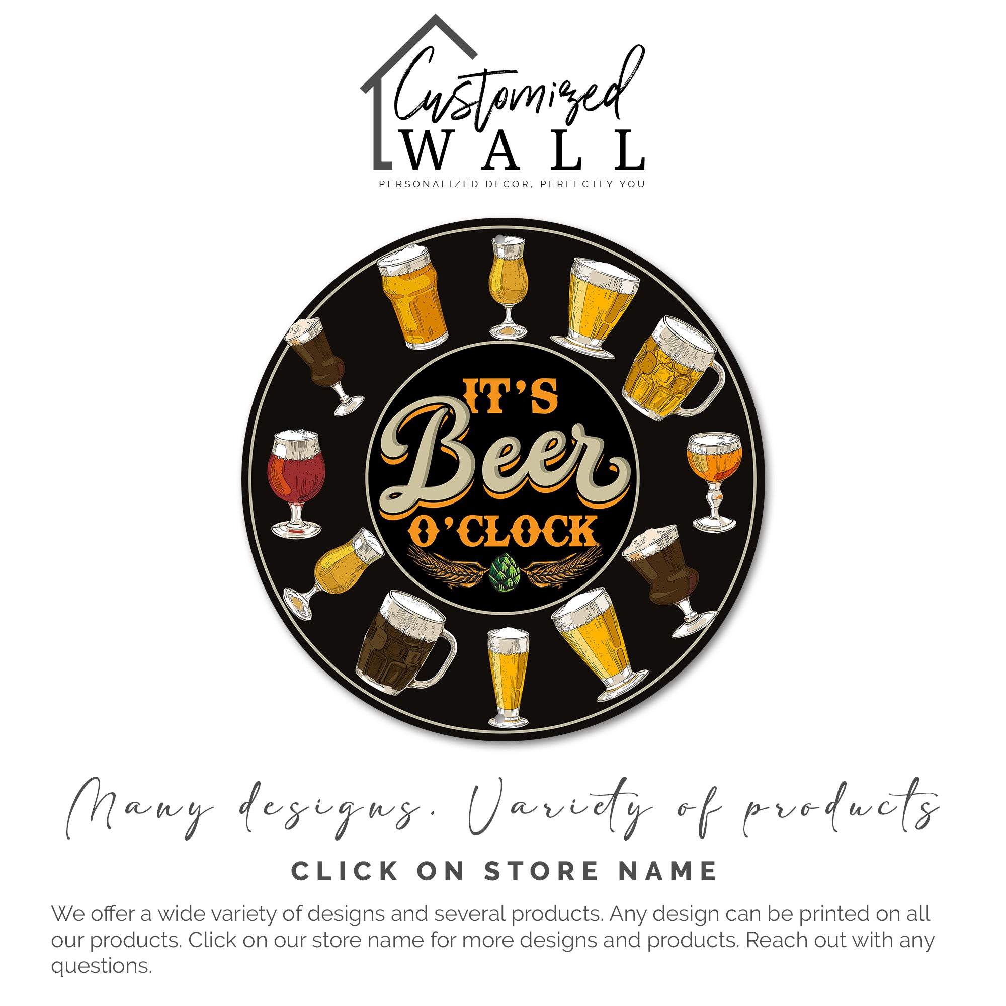 Personalized Beer O'Clock Round Metal Sign – Customizable Wall Art for Beer Lovers, Made with Premium Quality Craftsmanship - Image 3