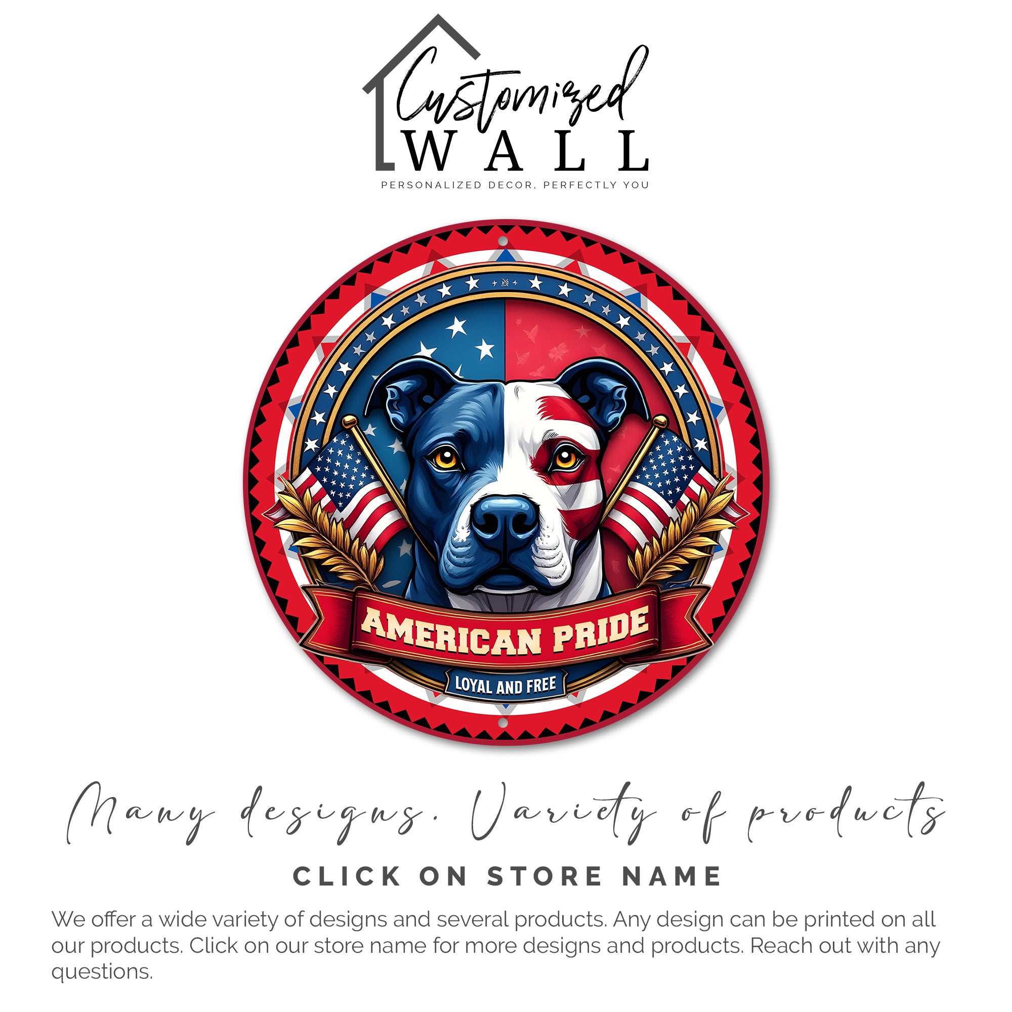 Personalized American Pride Round Metal Sign - Custom Flag Dog Decor for Patriotic Enthusiasts - Image 3