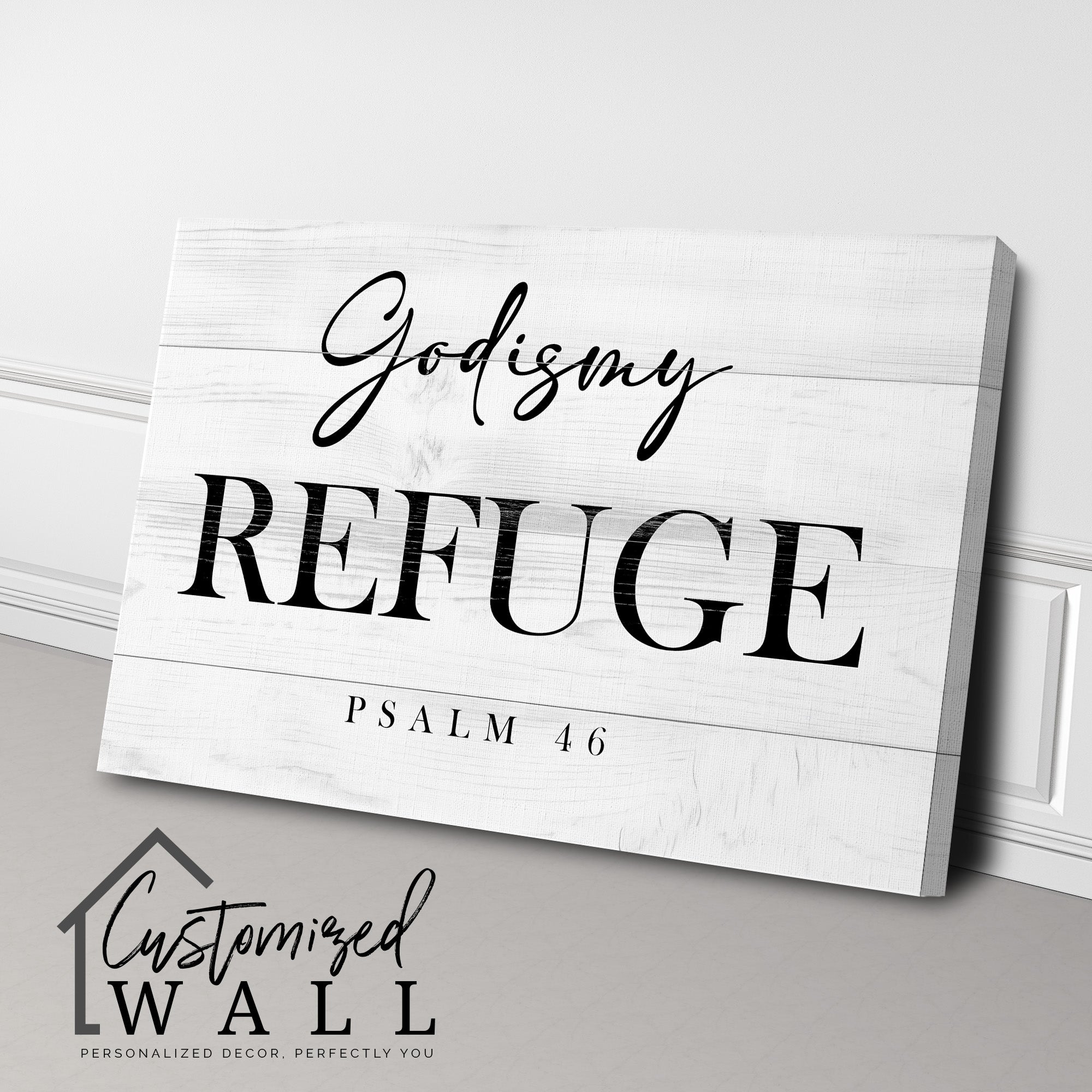 Personalized "God is My Refuge" Wrapped Canvas - Handcrafted Wall Art with Psalm 46, Perfect Inspirational Gift - Image 3