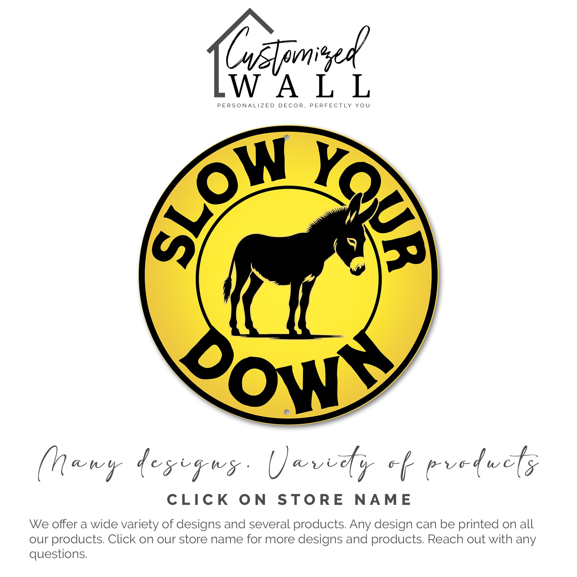 Personalized Yellow Donkey-Themed Metal Sign with Custom Text – Rustic Wall Art for Home and Farmhouse Décor - Image 3