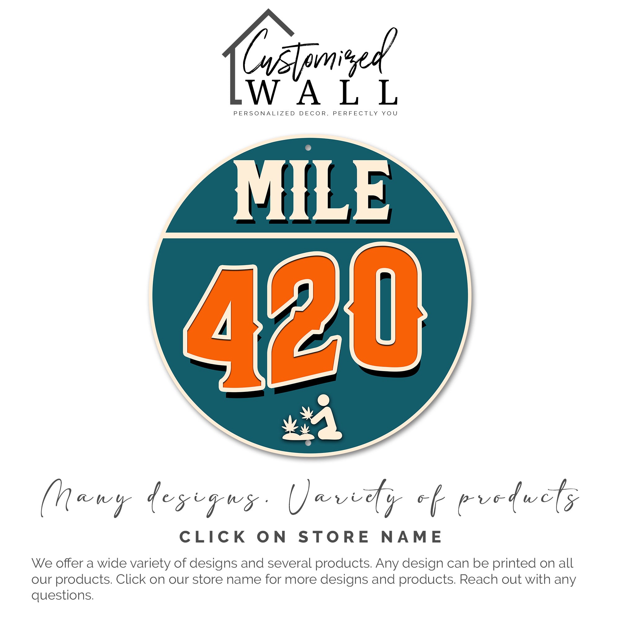 Customizable Mile 420 Round Metal Sign - Playful Decorative Art for Home or Gift, Perfect for Cannabis Enthusiasts - Image 3
