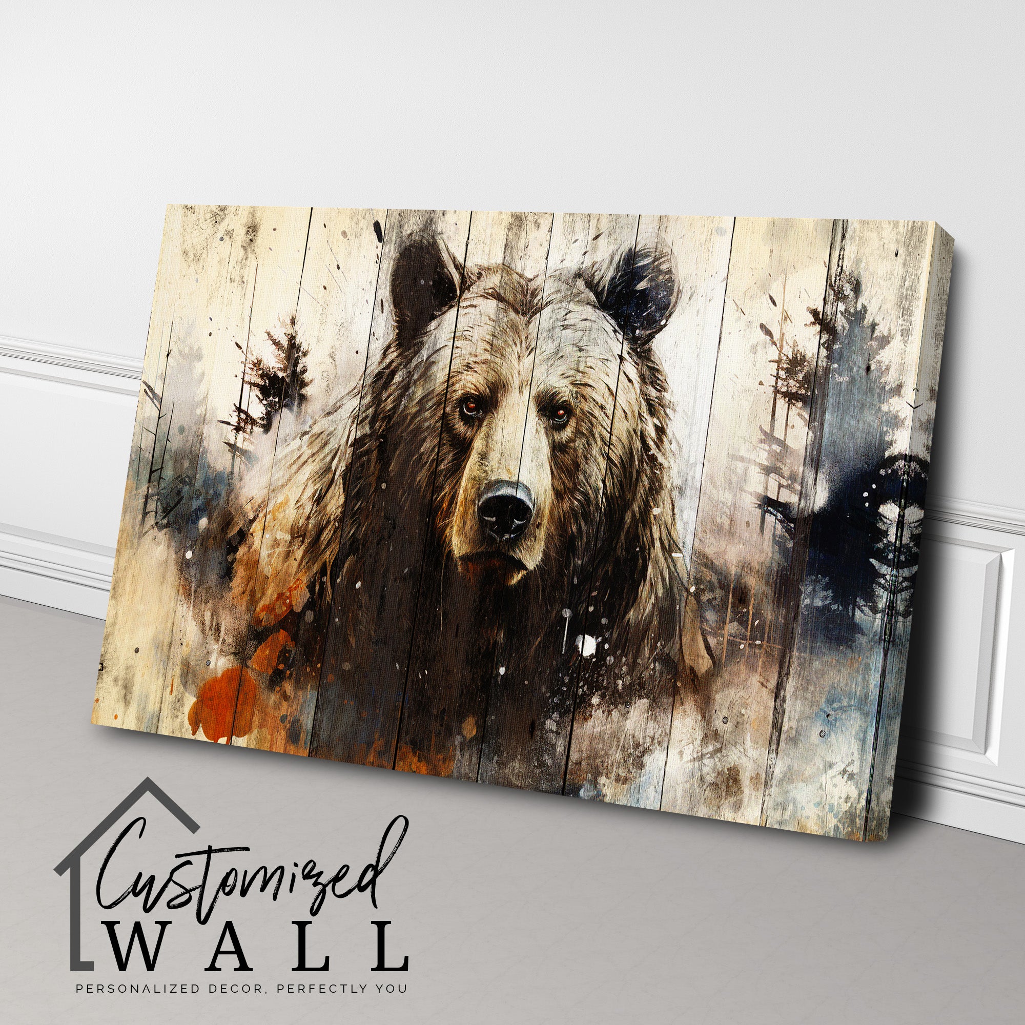 Personalized Handcrafted Bear Art Wrapped Canvas – Rustic Wildlife Decor for Nature Lovers & Unique Gifts - Image 3