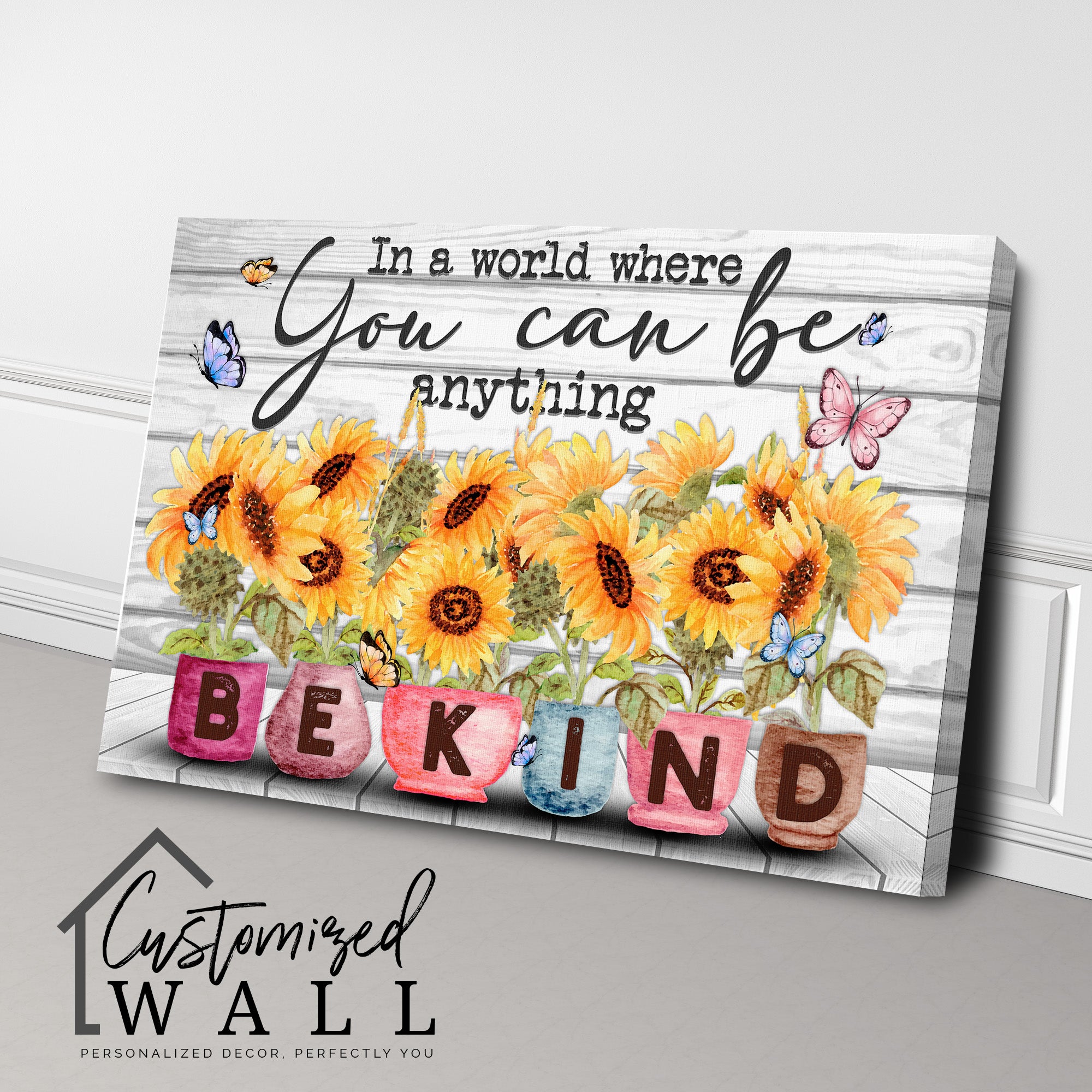 Personalized Sunflower Wrapped Canvas: Uplifting "Be Kind" Message with Vibrant Colors - Perfect Gift for Any Occasion - Image 3