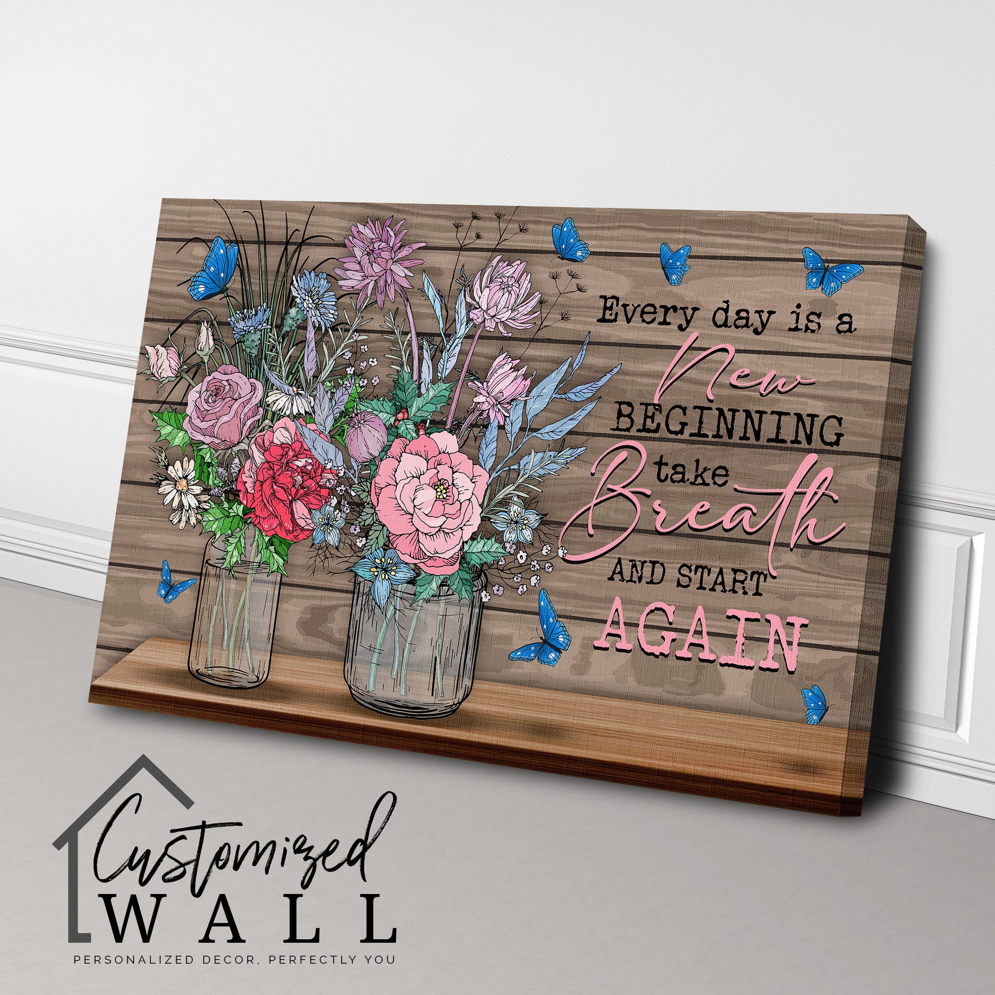 Personalized Floral & Inspirational Quote Wrapped Canvas - Handmade Art for Home Décor & Gift-Giving, Perfect for New Beginnings - Image 3