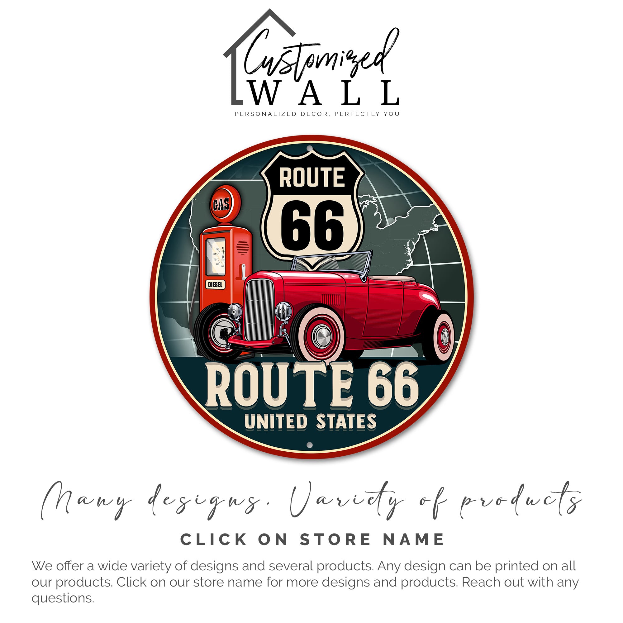 Personalized Route 66 Vintage Metal Sign - Customizable Road Trip Memorabilia for Classic Car Lovers - Image 3