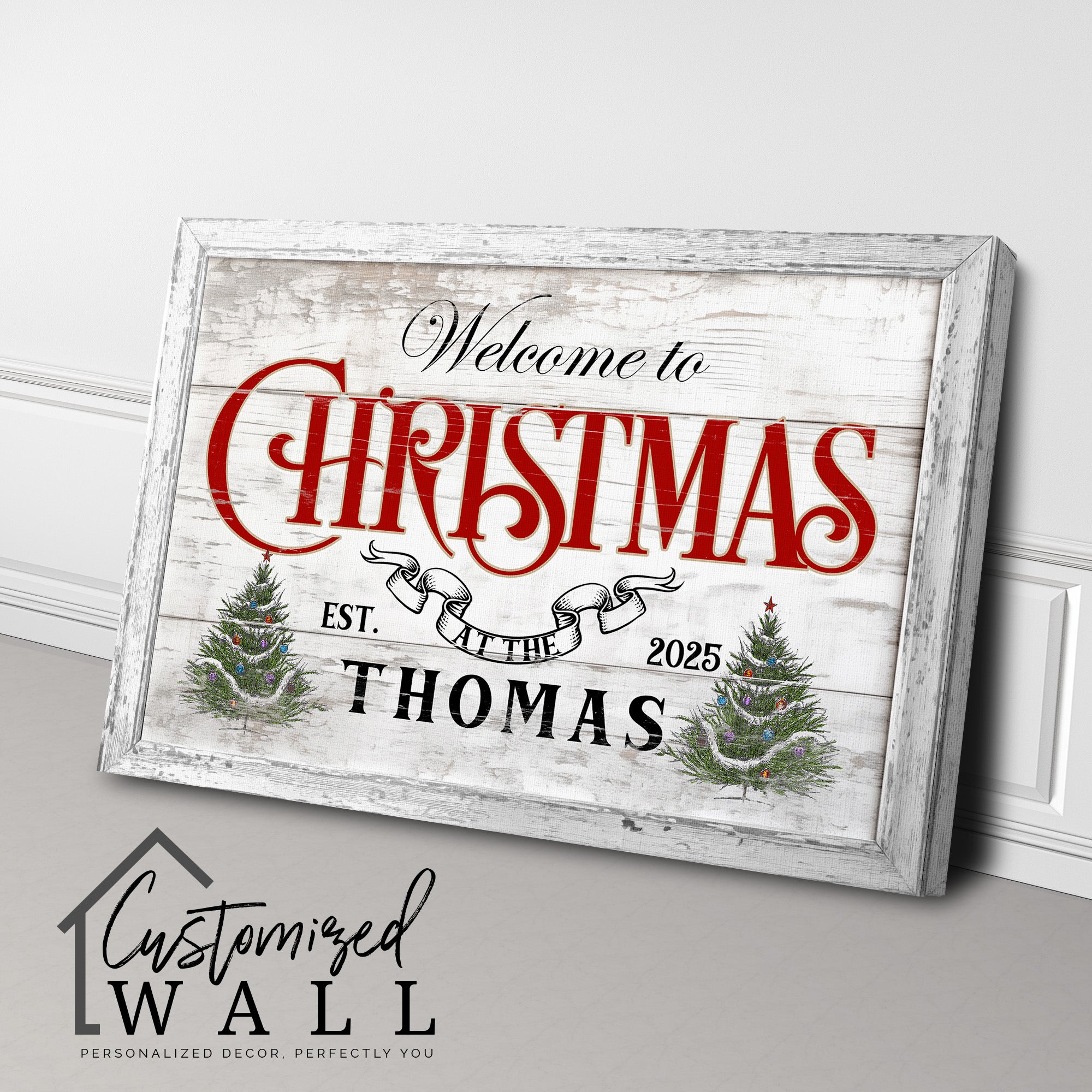 Personalized Christmas Welcome Canvas - Rustic Holiday Decor with Family Name and Established Year - Perfect Custom Gift - Image 3