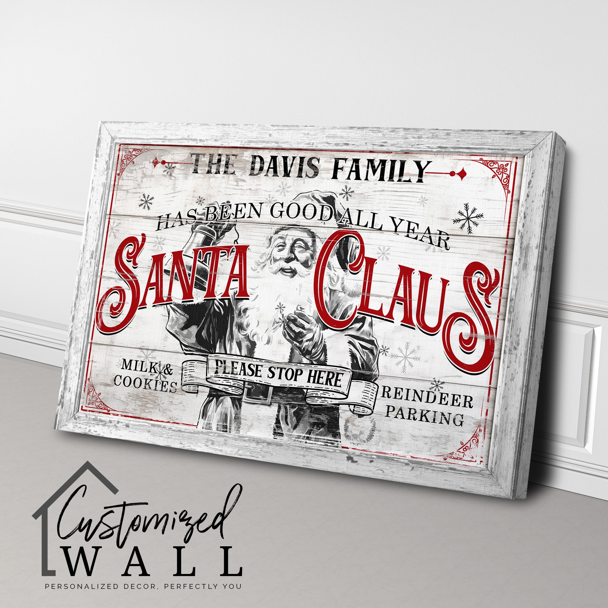 Personalized Rustic Santa Claus Family Christmas Sign – Custom Wrapped Canvas for Holiday Cheer and Gift-Giving - Image 3