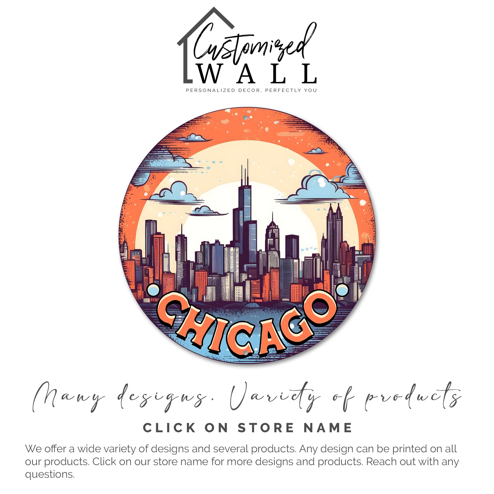 Custom Chicago Skyline Round Metal Sign - Personalized Handmade Art for Home Décor and Thoughtful Gifts - Image 3