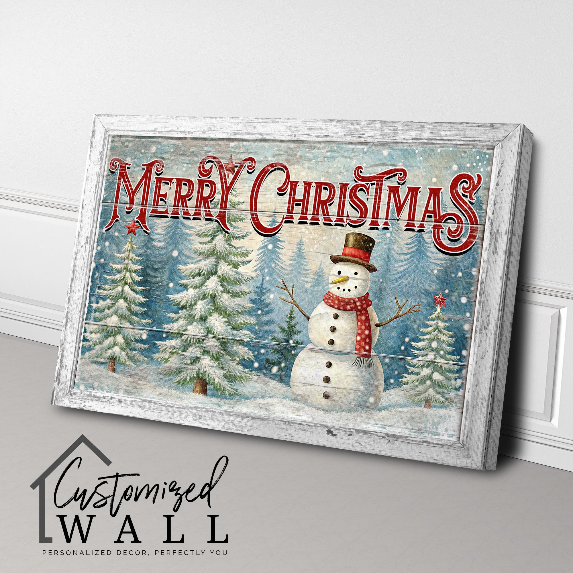 Personalized Merry Christmas Snowman Wrapped Canvas - Rustic Holiday Decor with Customizable Message and Premium Quality - Image 3