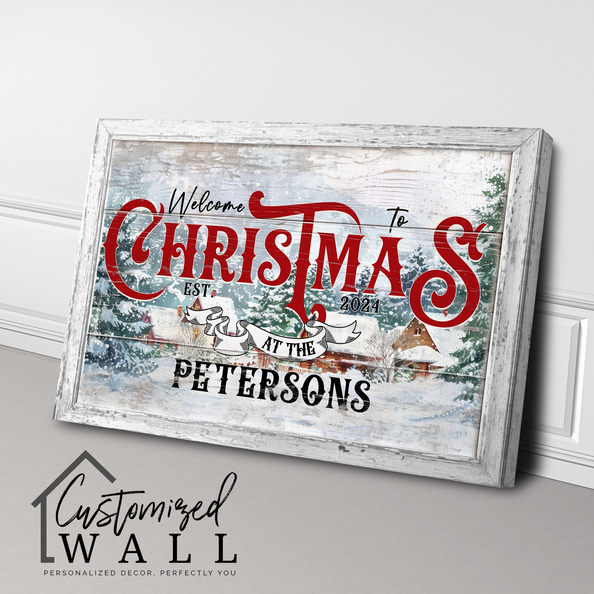 Personalized Christmas Welcome Framed Canvas Sign - Custom Family Name & Year - Festive Holiday Decor for Home & Gifting - Image 3