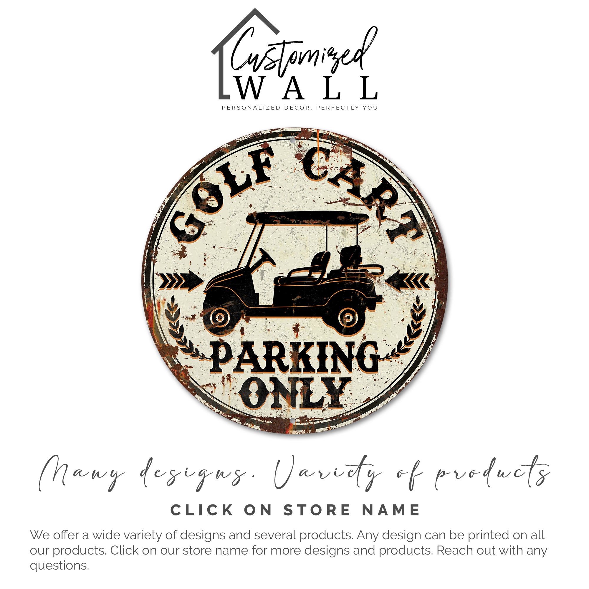 Personalized Vintage-Style Metal Sign for Golf Cart Lovers – Customizable Parking Only Plaque - Image 3