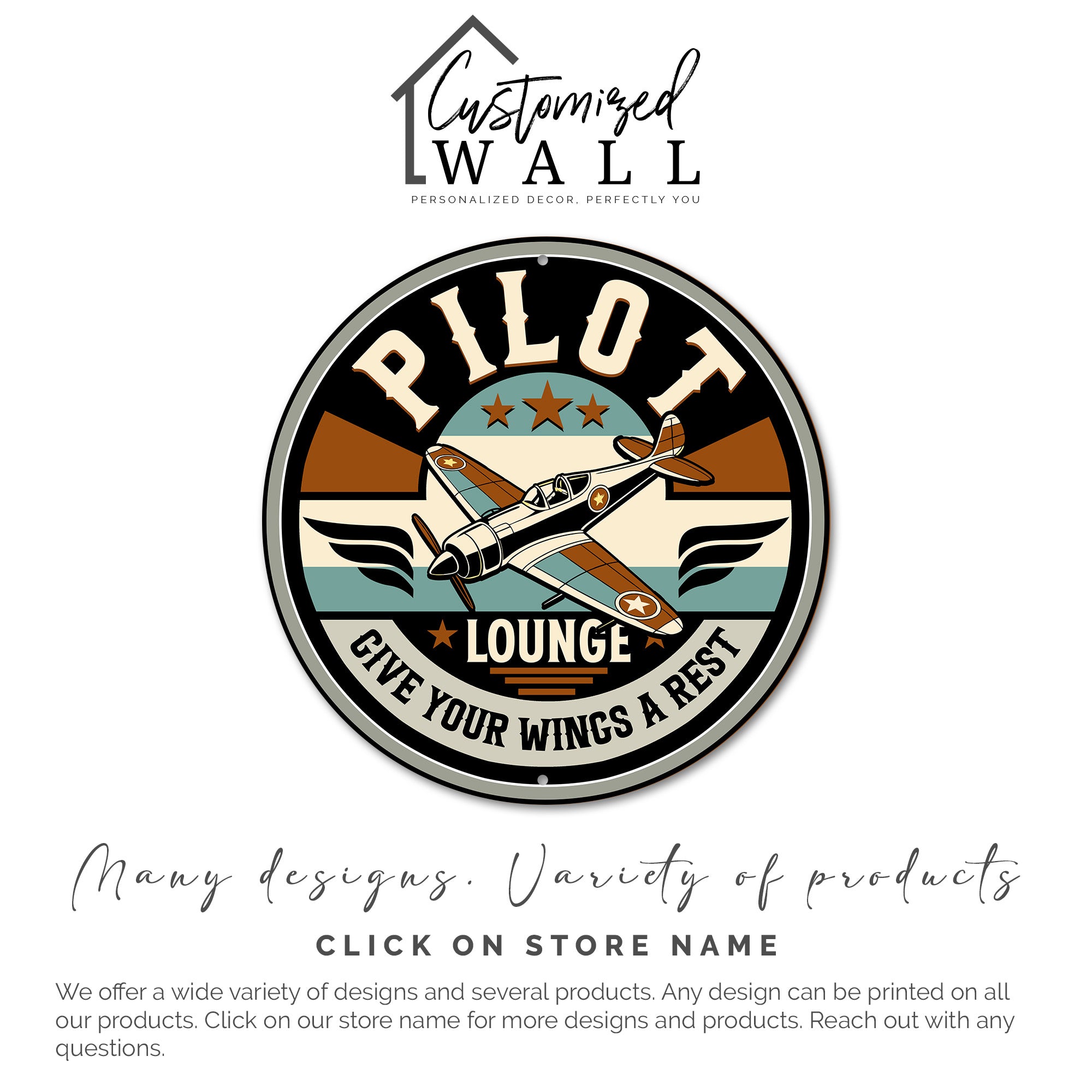 Personalized Pilot Lounge Metal Sign – Vintage Aircraft Design, Perfect Custom Gift for Aviation Enthusiasts - Image 3