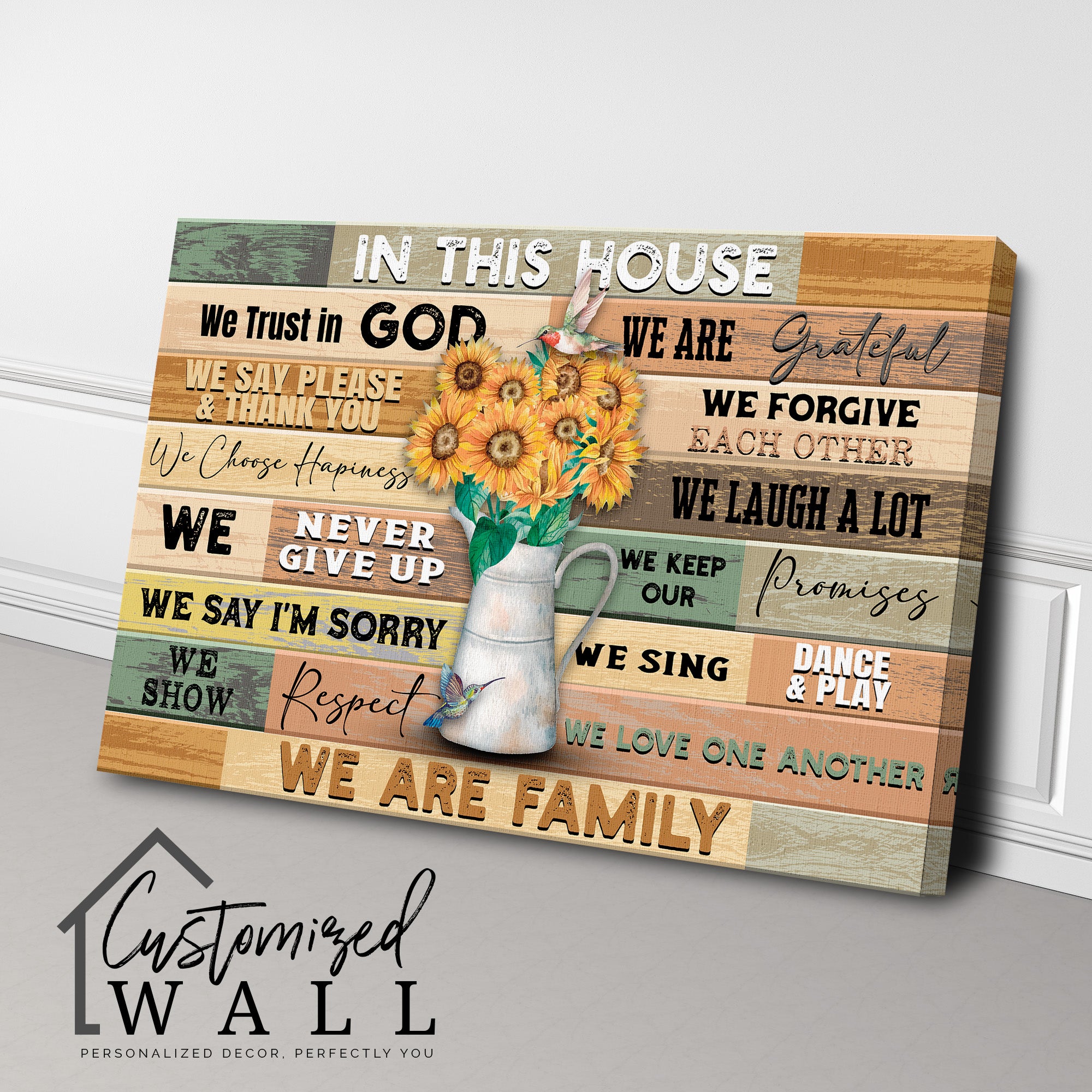 Personalized Family Values Wrapped Canvas Wall Art – Customizable Home Decor with Uplifting Messages and Rustic Charm - Image 3