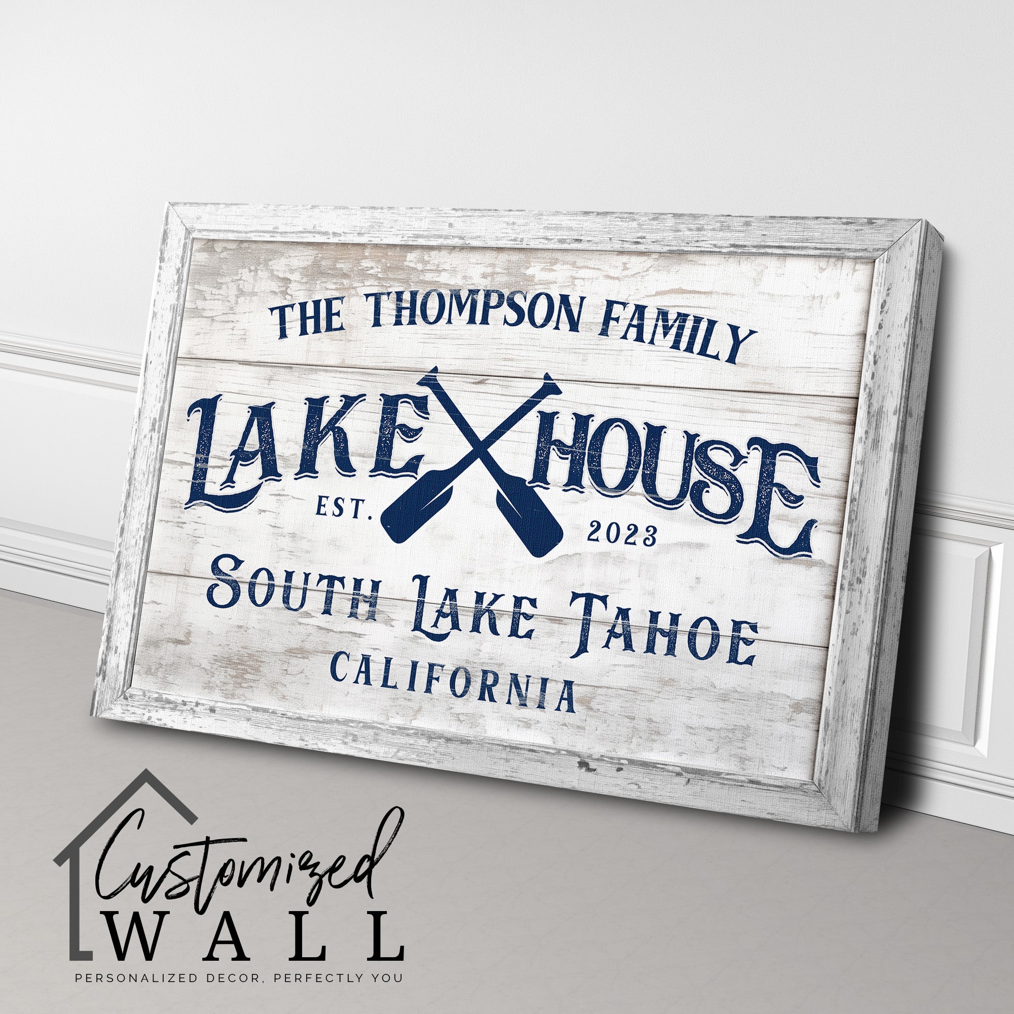 Personalized Lake House Canvas Sign – Custom Family Name and Location, Rustic Wall Décor for Vacation Homes and Special Occasions - Image 3