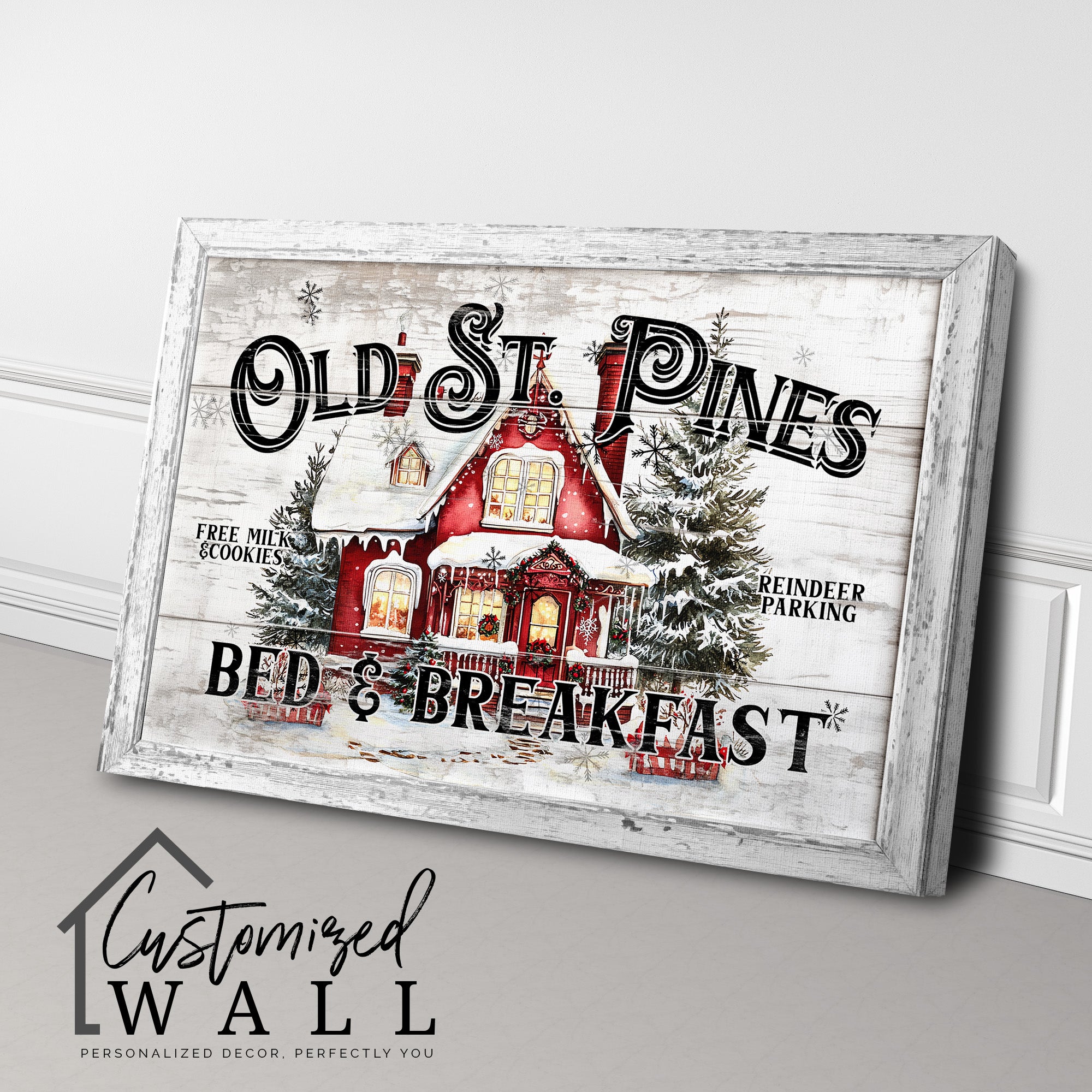 Personalized Holiday Wrapped Canvas Art - Old St. Pines Bed & Breakfast - Rustic Christmas Decor with Custom Options for Home or Gift - Image 3