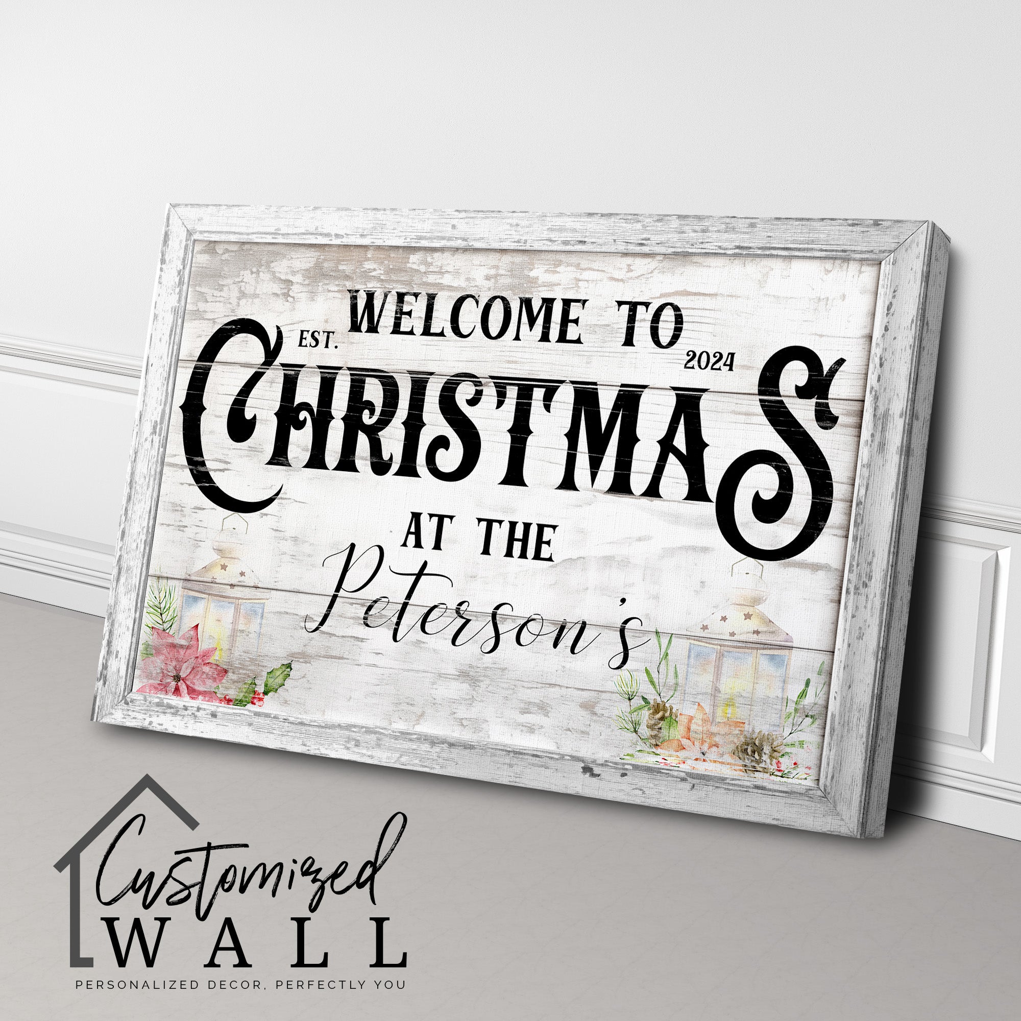 Personalized Rustic Christmas Canvas Sign for Family Holiday Decor – Customizable Name, Year, and Festive Design - Image 3
