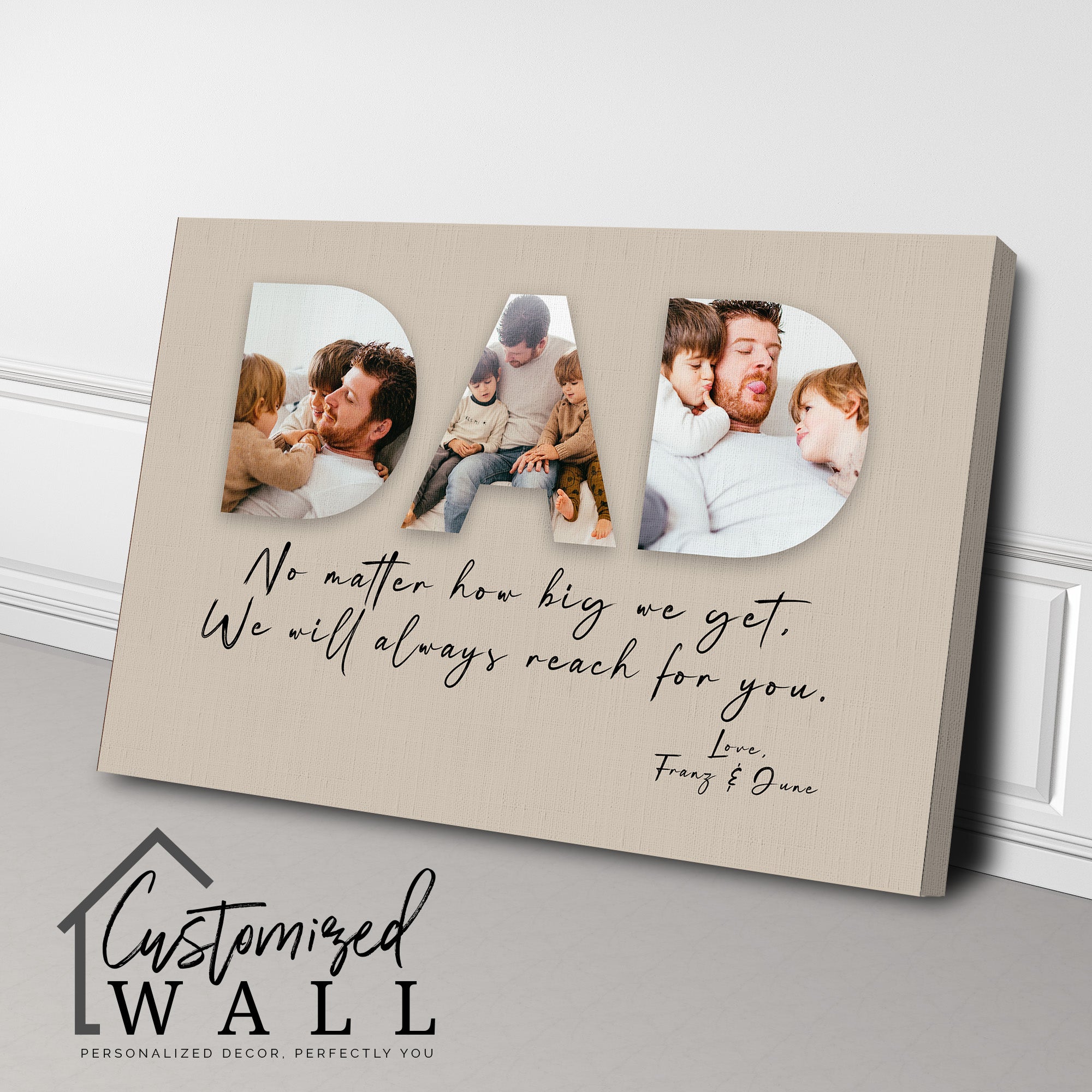 Personalized "Dad" Photo Collage Canvas with Heartfelt Message - Perfect Gift for Father's Day, Birthdays, or Special Occasions - Image 3