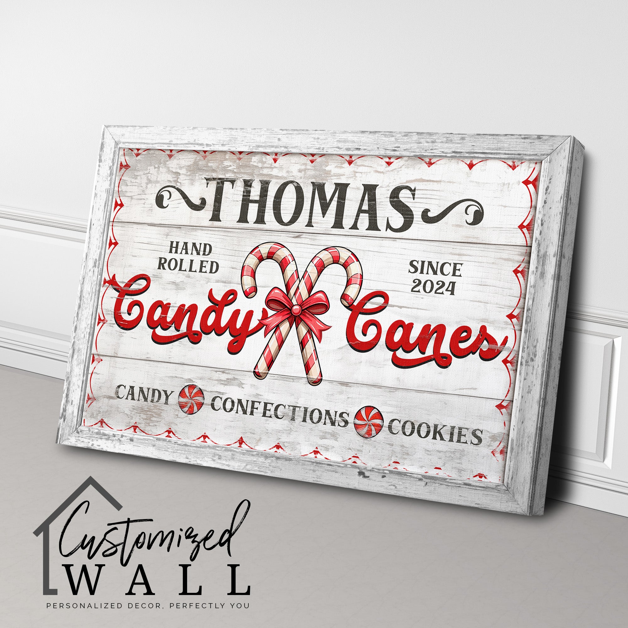 Personalized Handcrafted Candy Cane Christmas Wall Art - Custom Family Name Sign for Holiday Decor Gift - Image 3