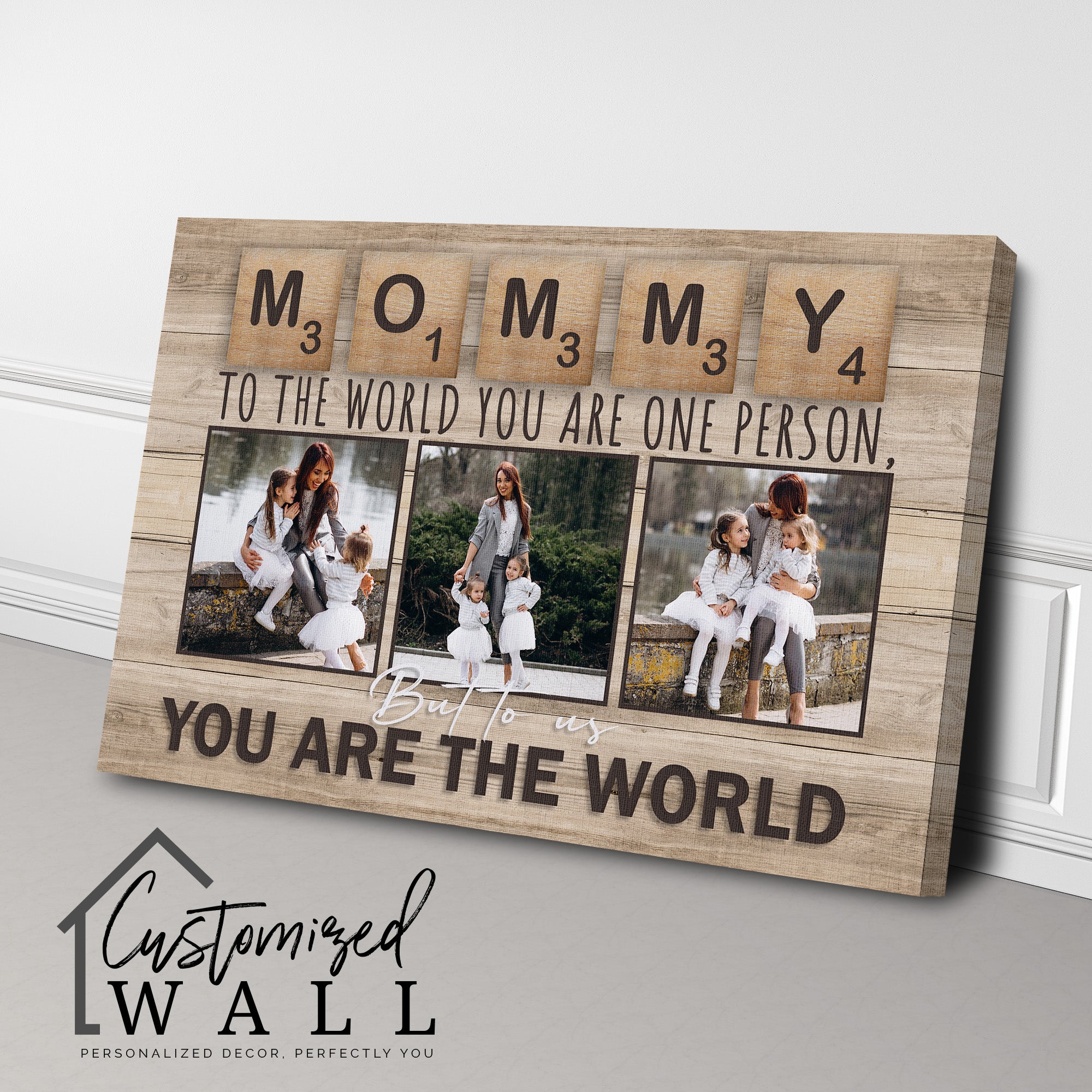 Customizable "You Are the World" Family Photo Wrapped Canvas – Perfect Personalized Gift for Mom on Mother's Day or Special Occasions - Image 3