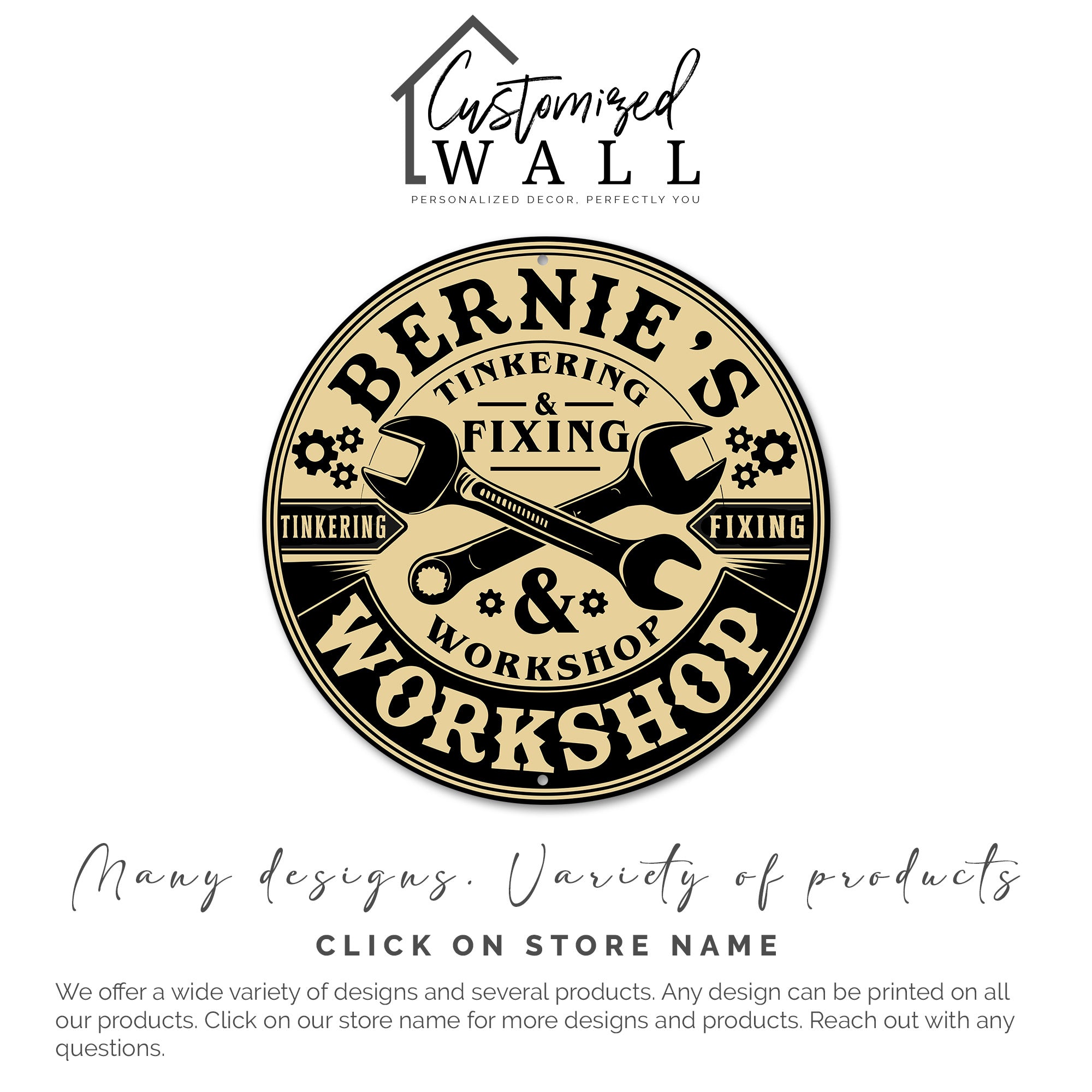 Personalized Metal Workshop Sign - Customizable Tinkering & Fixing Gift for Handyman's Garage or Home Decor - Image 3